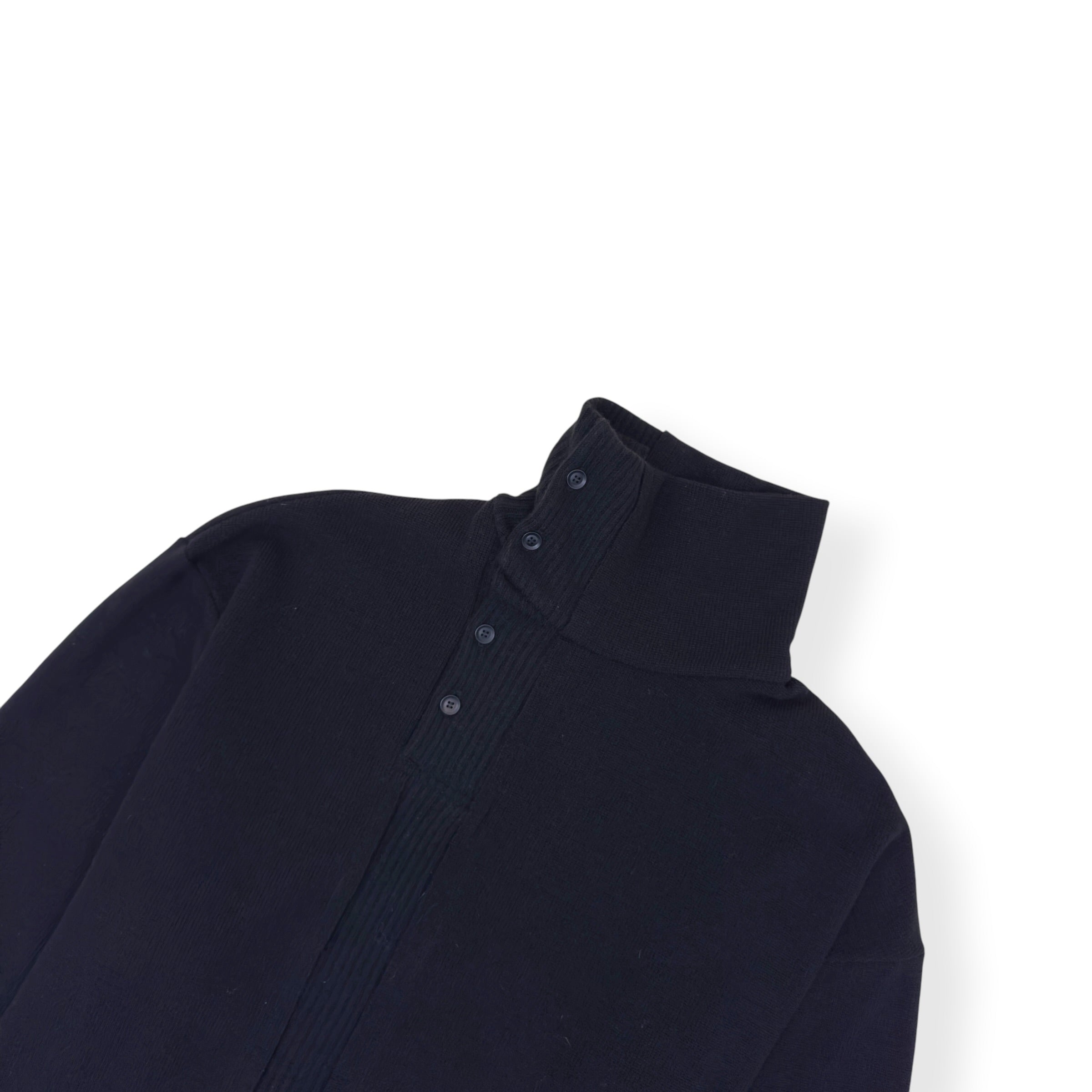 YOHJI YAMAMOTO POUR HOMME RIBBED HIGH NECK KNITTED JUMPER BLACK SIZE 3 / L