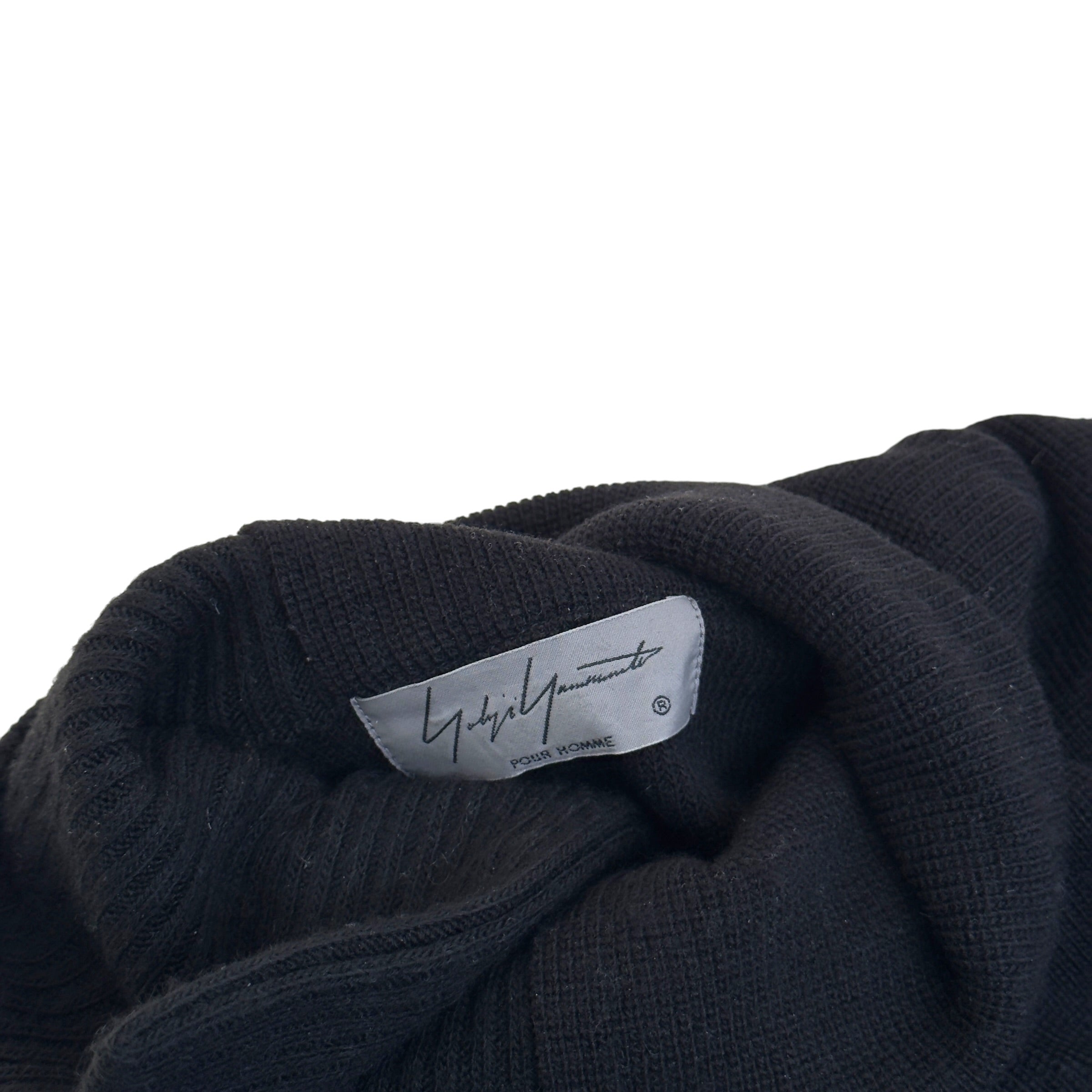 YOHJI YAMAMOTO POUR HOMME RIBBED HIGH NECK KNITTED JUMPER BLACK SIZE 3 / L