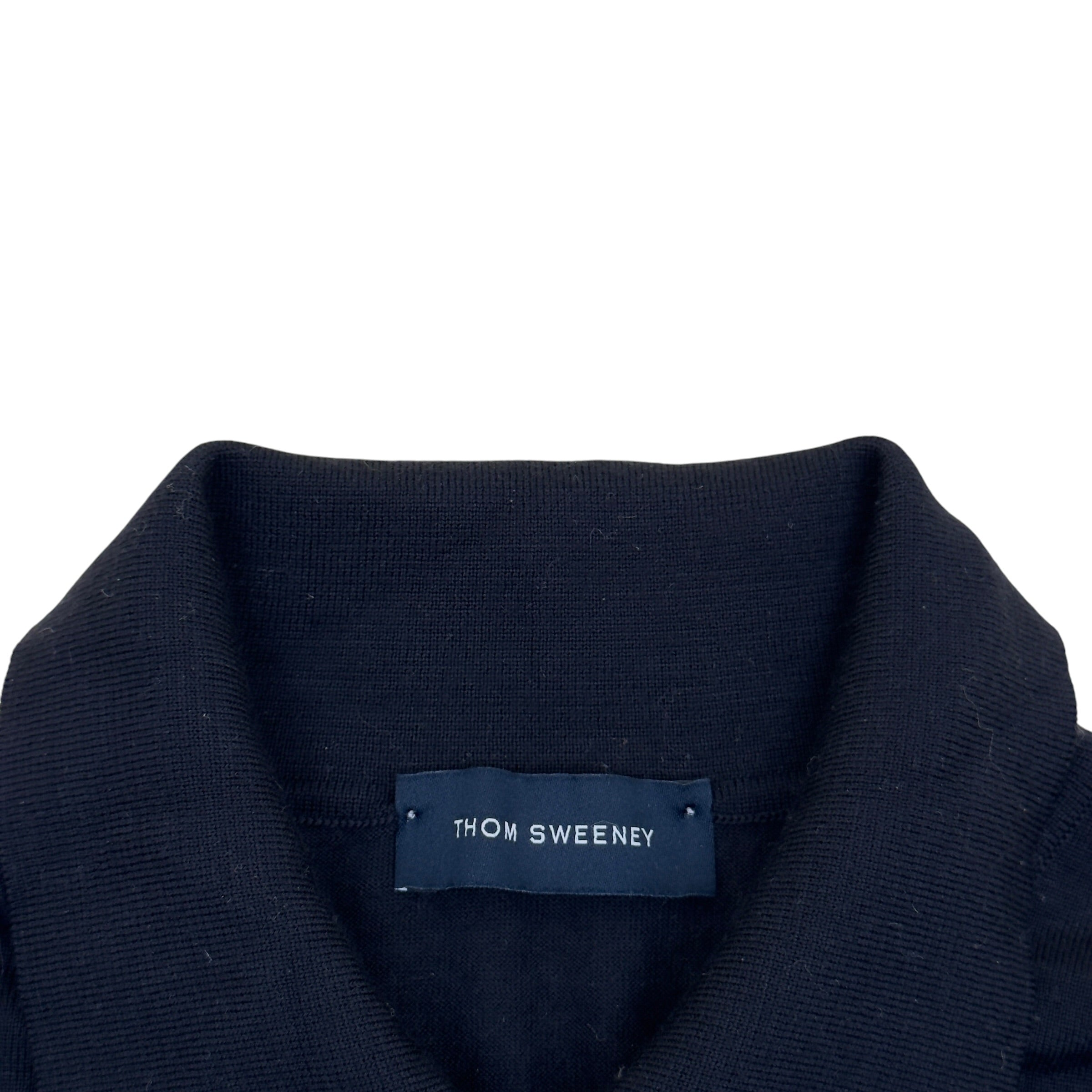 THOM SWEENEY MERINO WOOL LONG SLEEVE POLO BLACK L