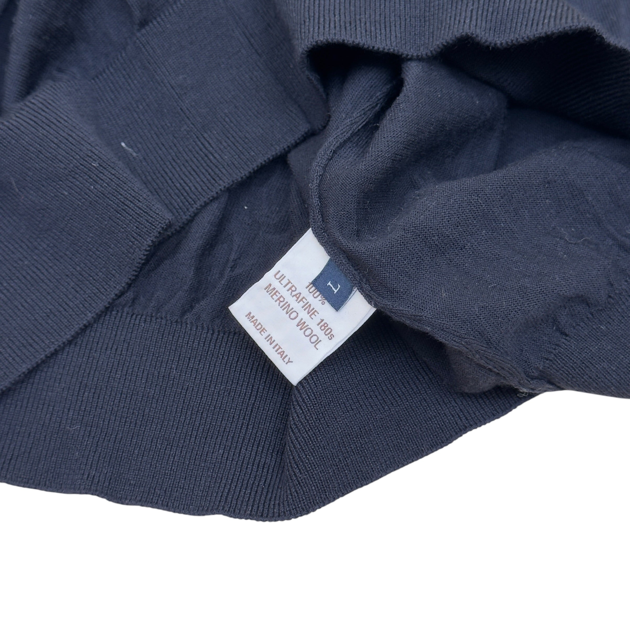 THOM SWEENEY MERINO WOOL LONG SLEEVE POLO BLACK L