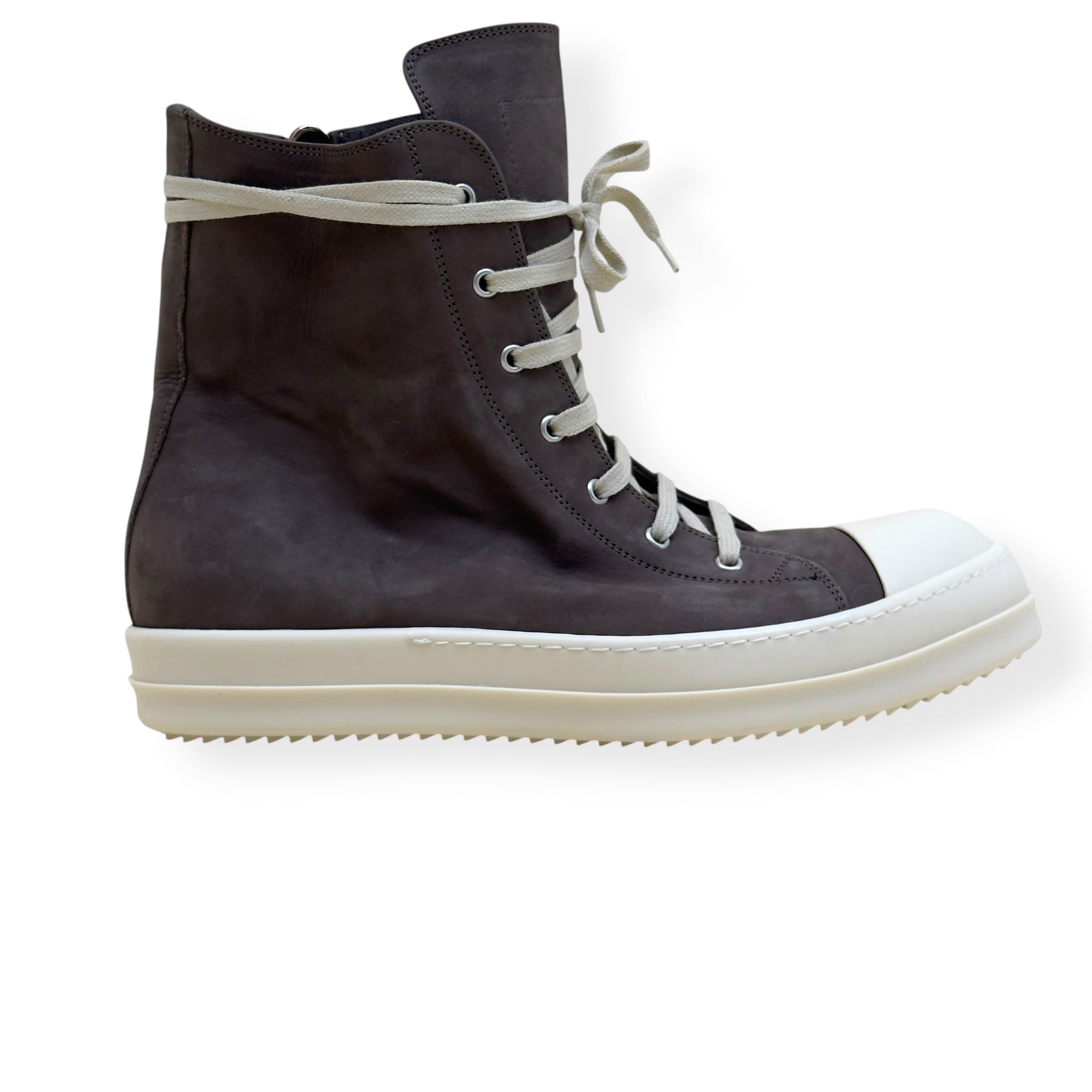 RICK OWENS RAMONES HIGH-TOP SNEAKER BROWN 45 / UK11