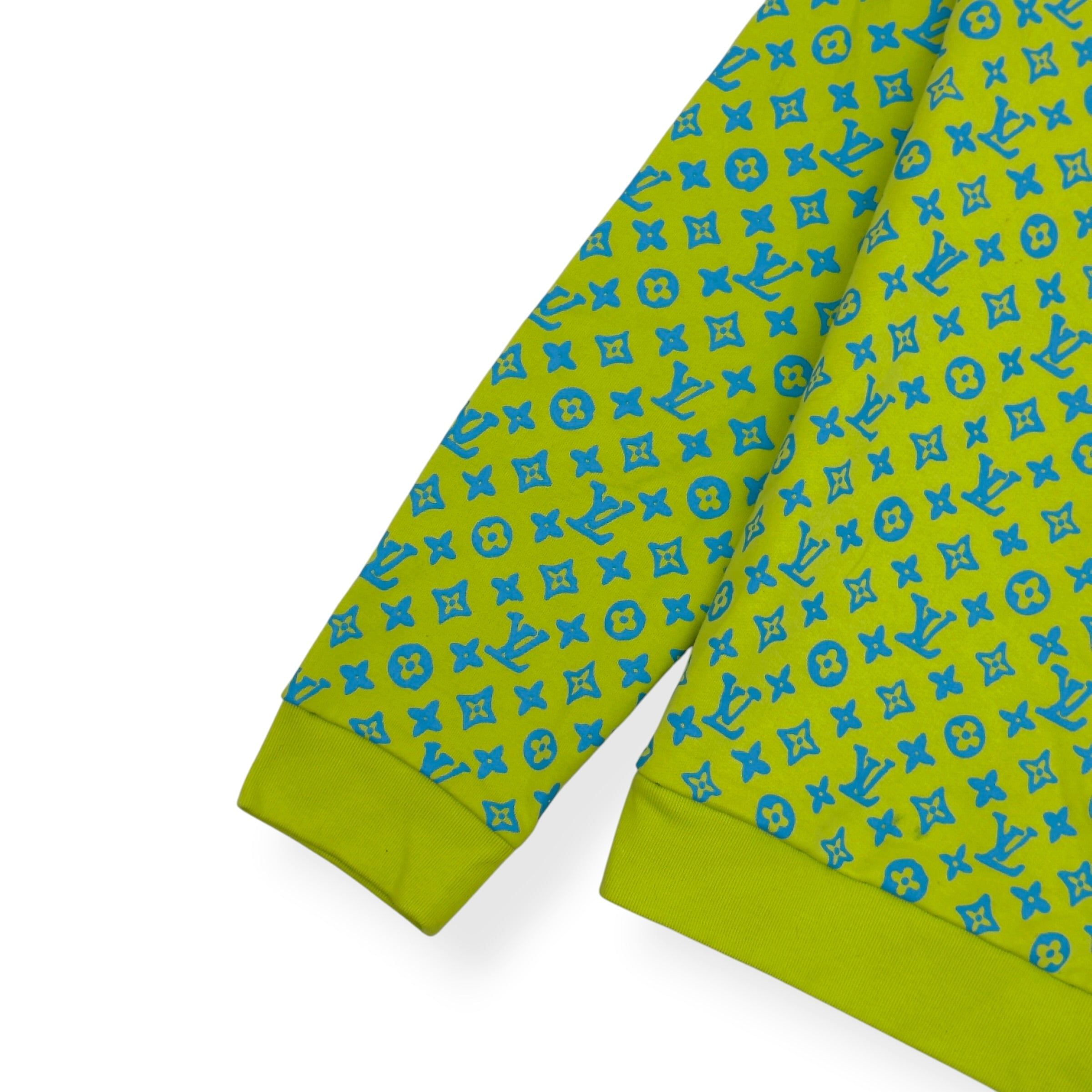 LOUIS VUITTON MONOGRAM CREWNECK SWEATSHIRT LIME GREEN / BLUE L