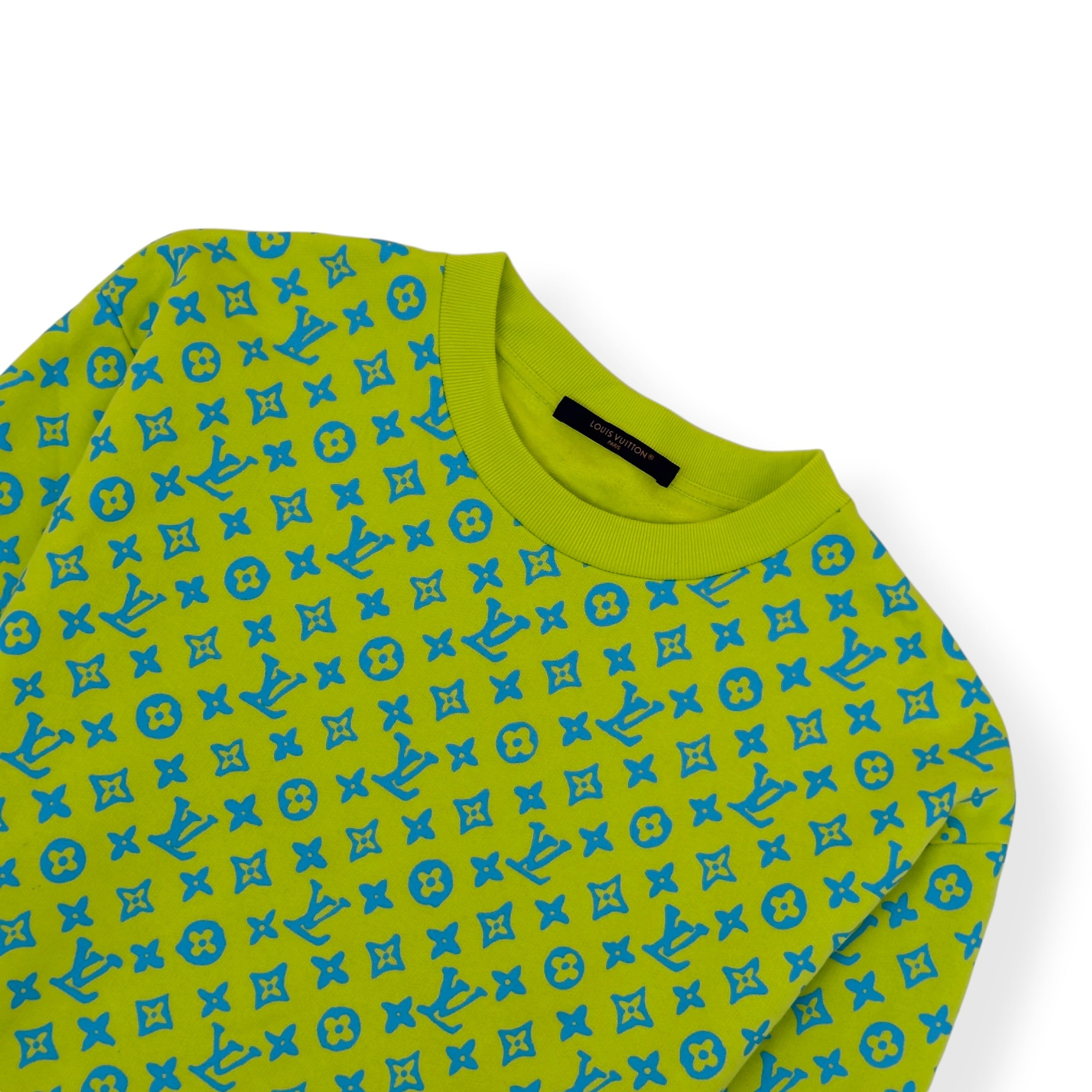 LOUIS VUITTON MONOGRAM CREWNECK SWEATSHIRT LIME GREEN / BLUE L