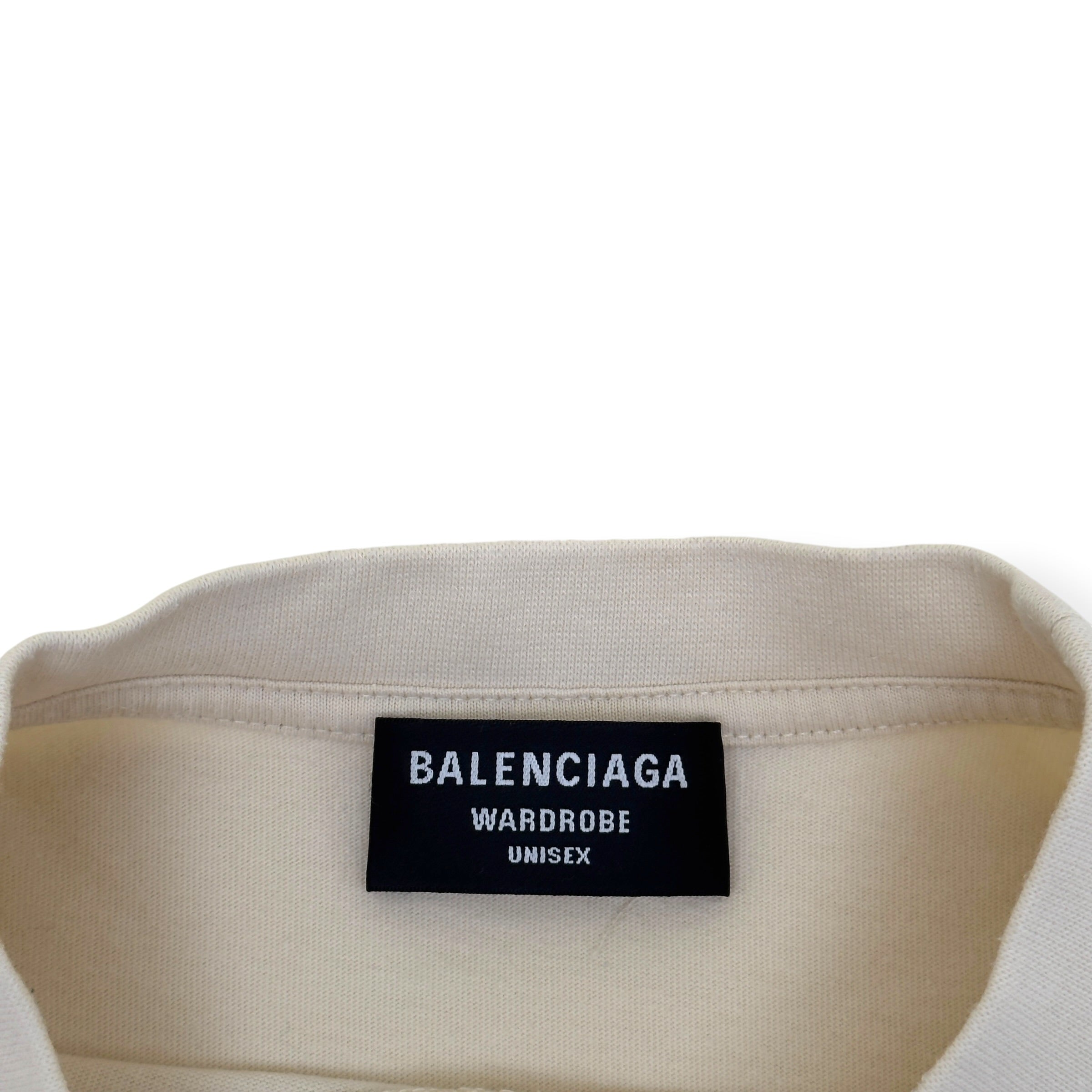 BALENCIAGA OVERSIZED POLITICAL LOGO T SHIRT ECRU S