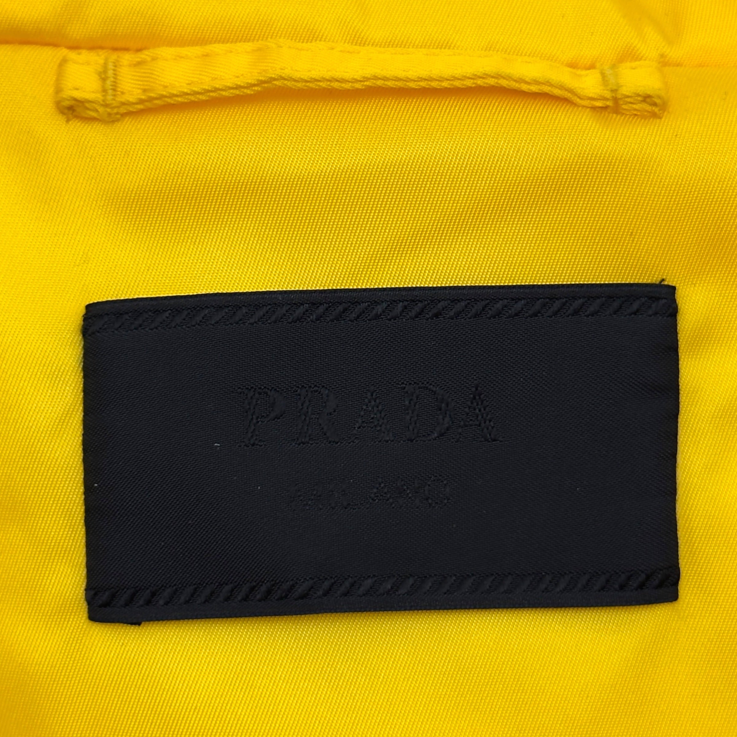 PRADA RE NYLON HOODED DOWN PUFFER GILET YELLOW L