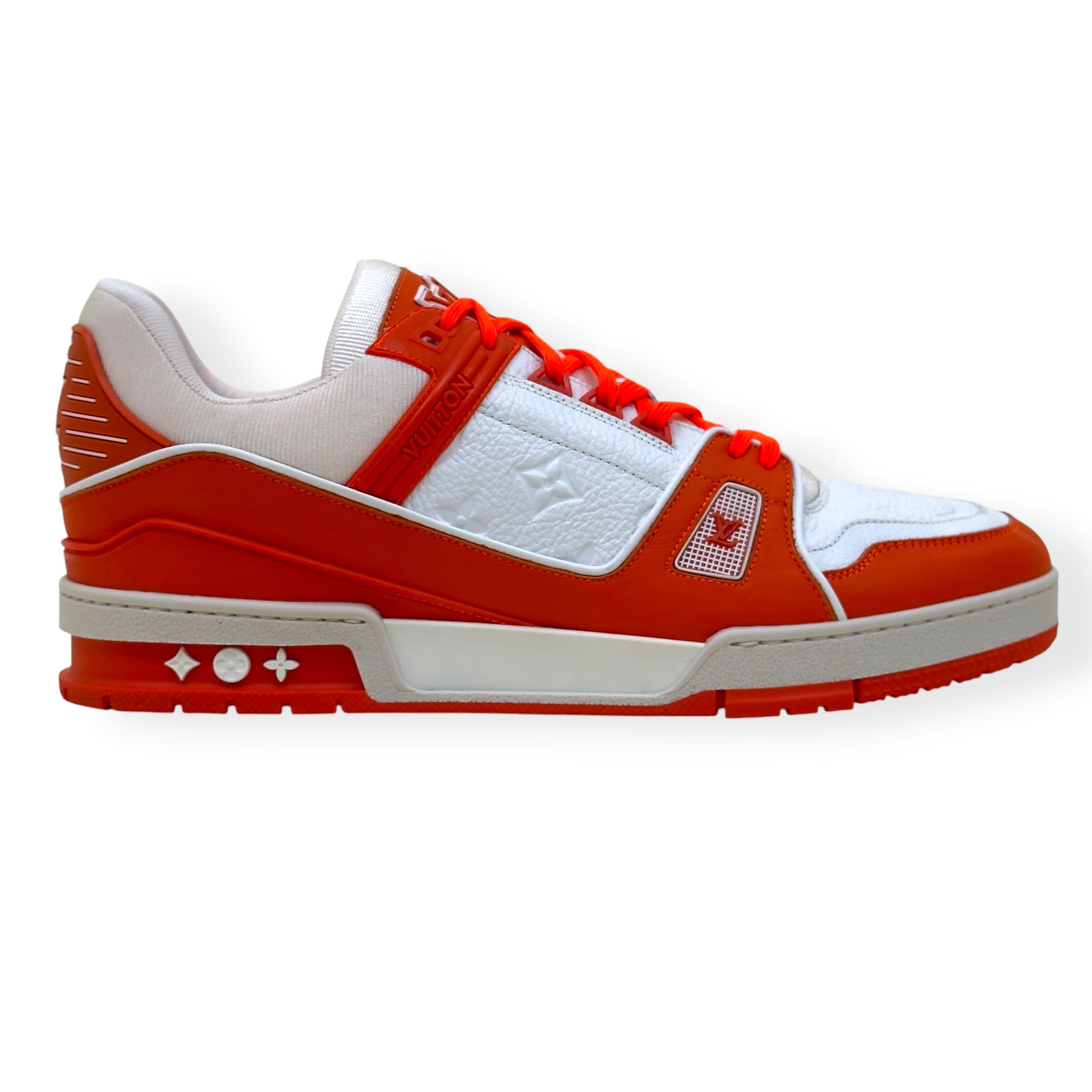 LOUIS VUITTON LEATHER LV TRAINER ORANGE / WHITE UK11