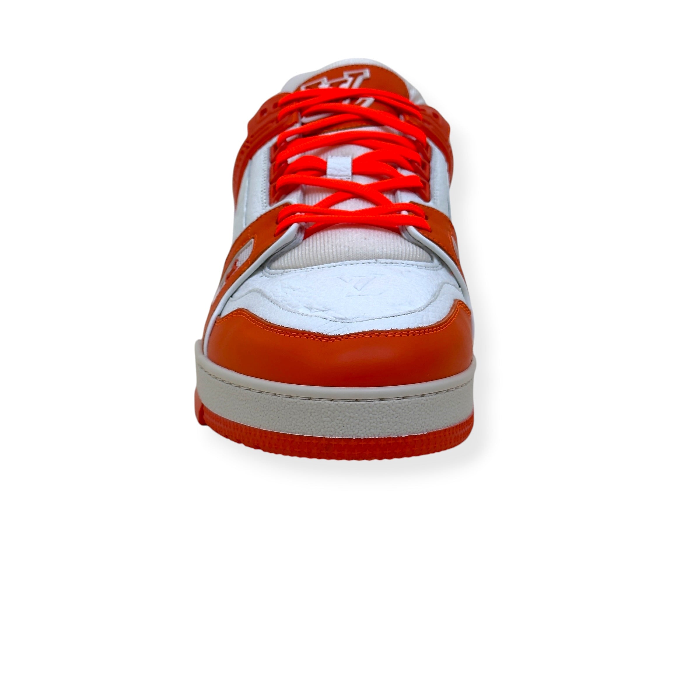 LOUIS VUITTON LEATHER LV TRAINER ORANGE / WHITE UK11