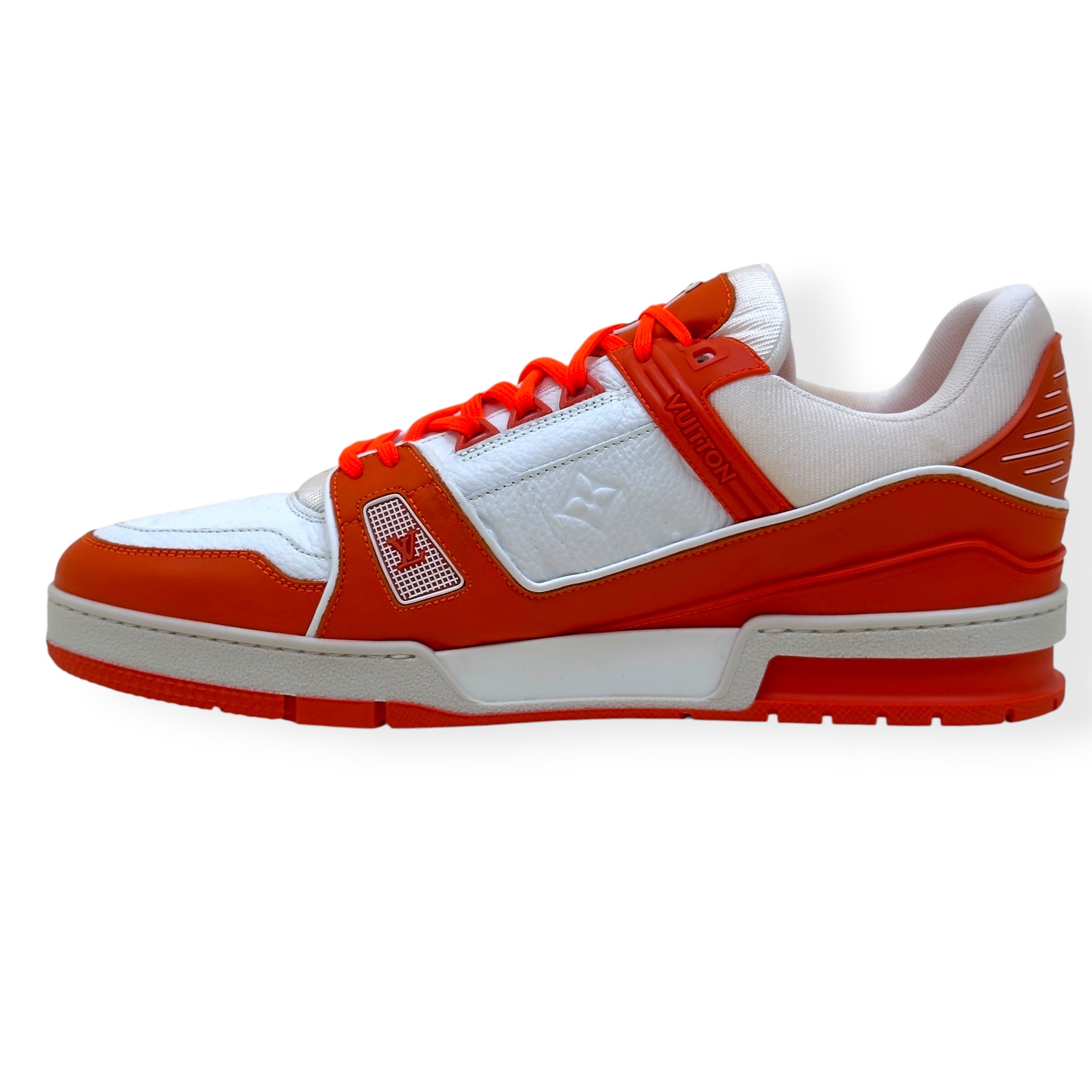 LOUIS VUITTON LEATHER LV TRAINER ORANGE / WHITE UK11