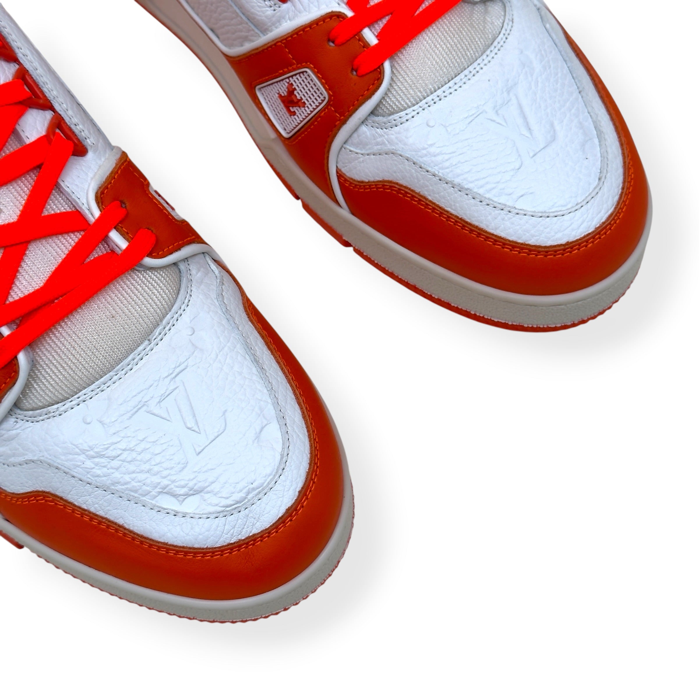 LOUIS VUITTON LEATHER LV TRAINER ORANGE / WHITE UK11