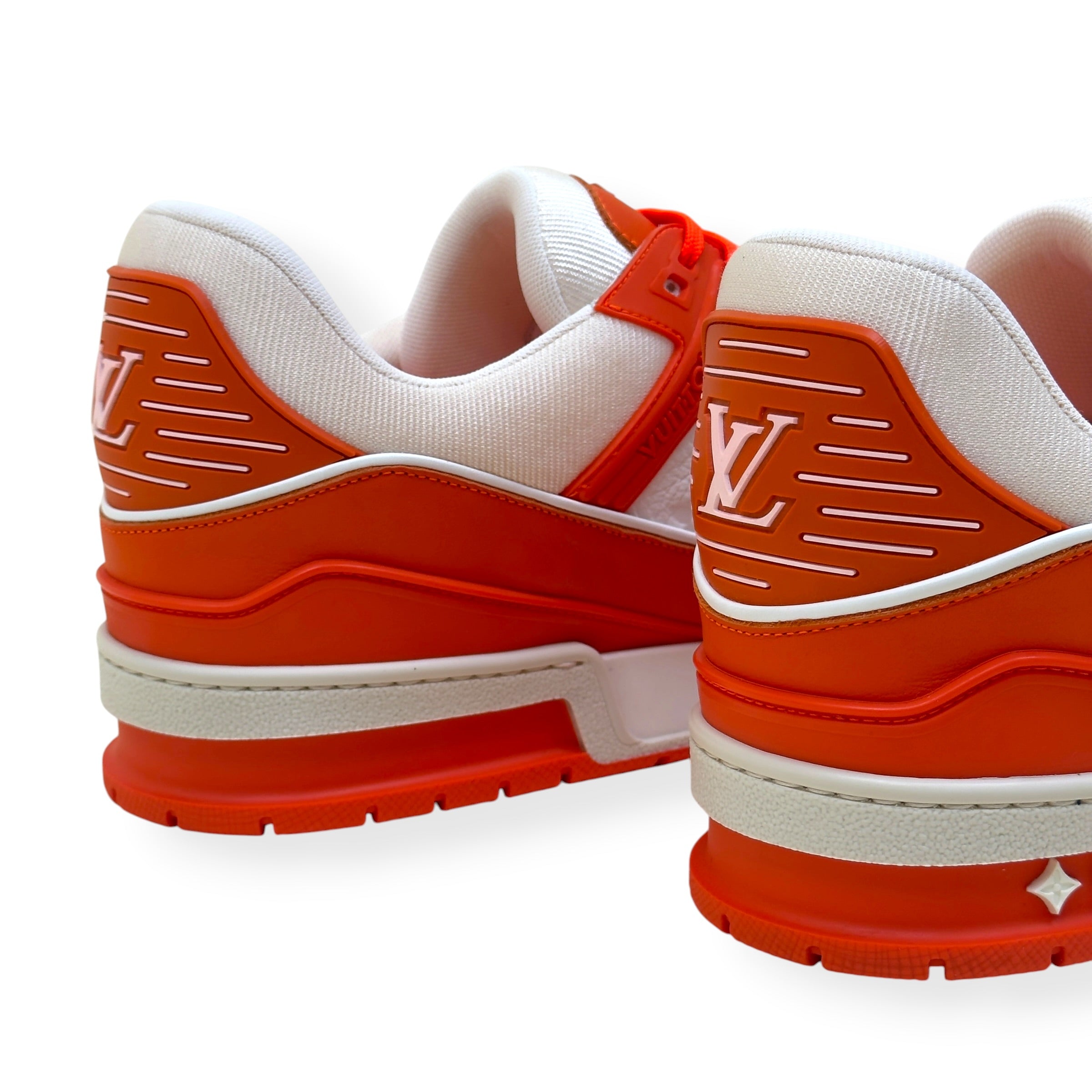 LOUIS VUITTON LEATHER LV TRAINER ORANGE / WHITE UK11