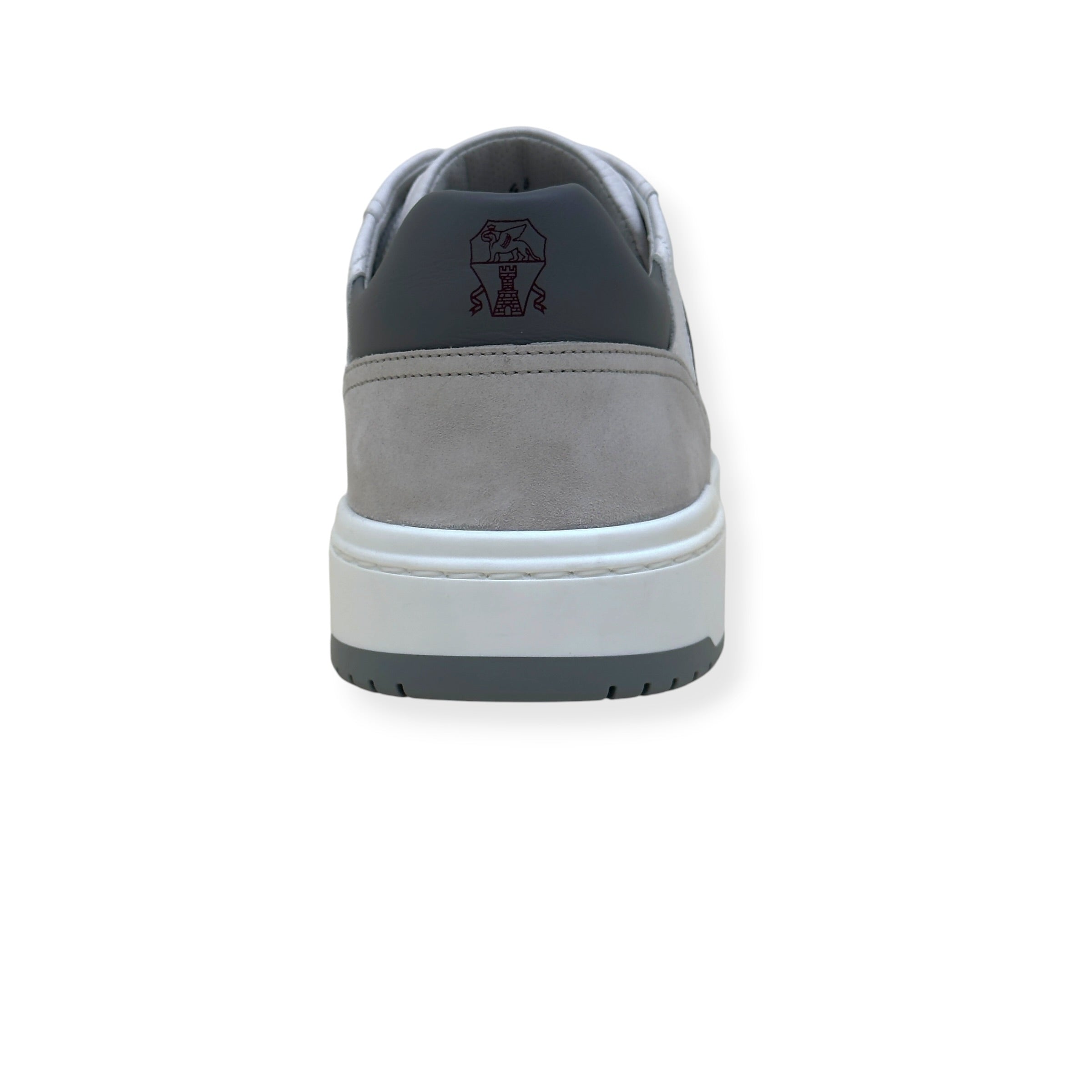 BRUNELLO CUCINELLI LOGO-PATCH LEATHER SNEAKER GREY 46 / UK12