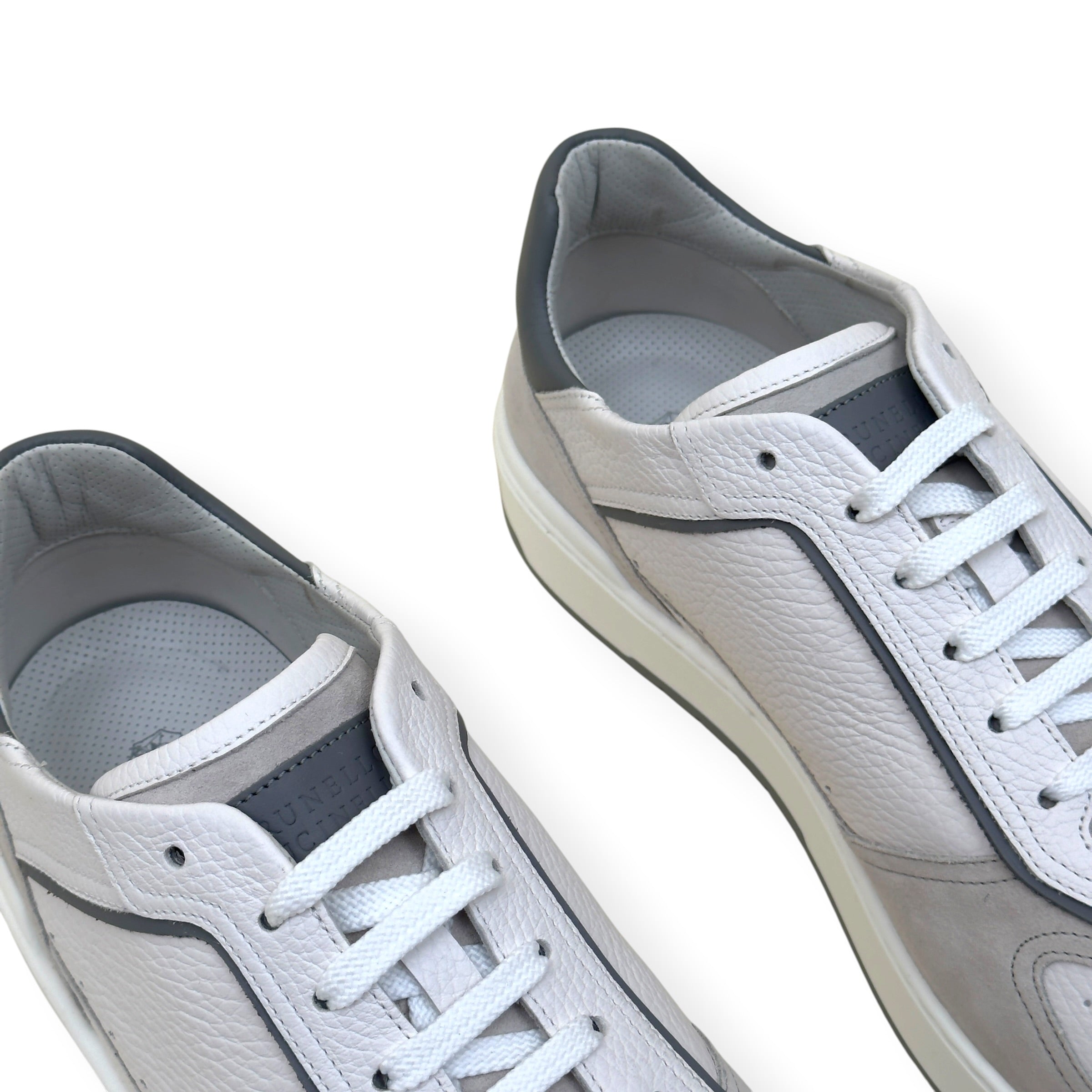 BRUNELLO CUCINELLI LOGO-PATCH LEATHER SNEAKER GREY 46 / UK12