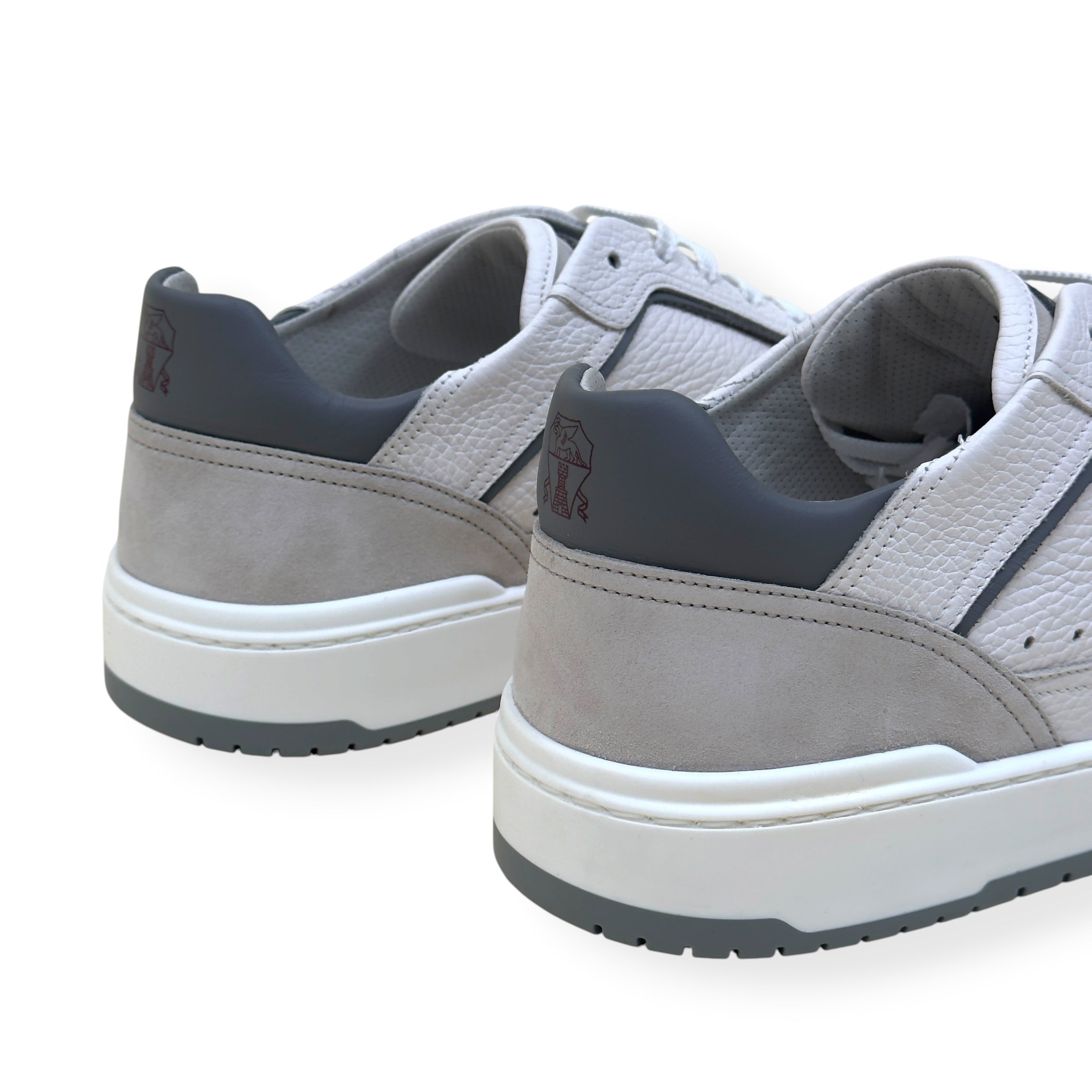 BRUNELLO CUCINELLI LOGO-PATCH LEATHER SNEAKER GREY 46 / UK12