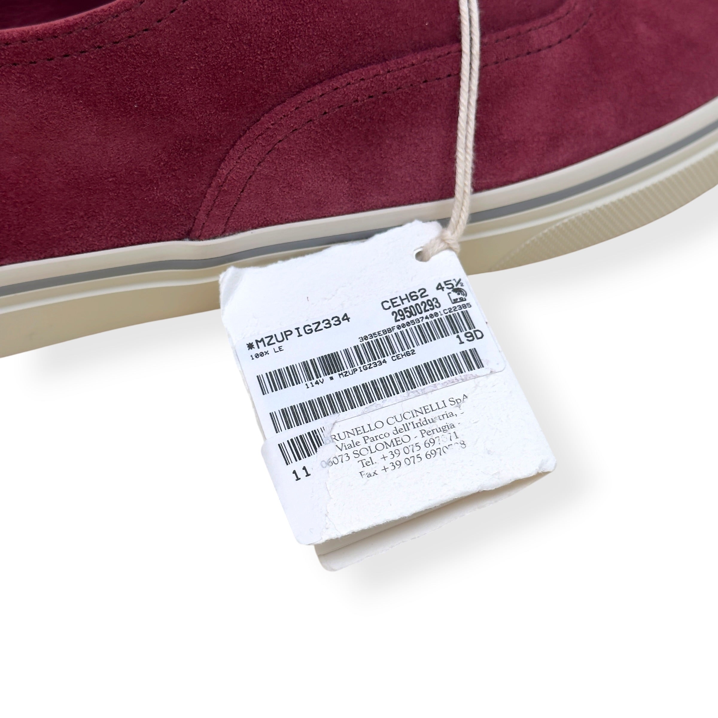 BRUNELLO CUCINELLI SUEDE SNEAKER BORDEAUX RED 45.5 / UK11.5