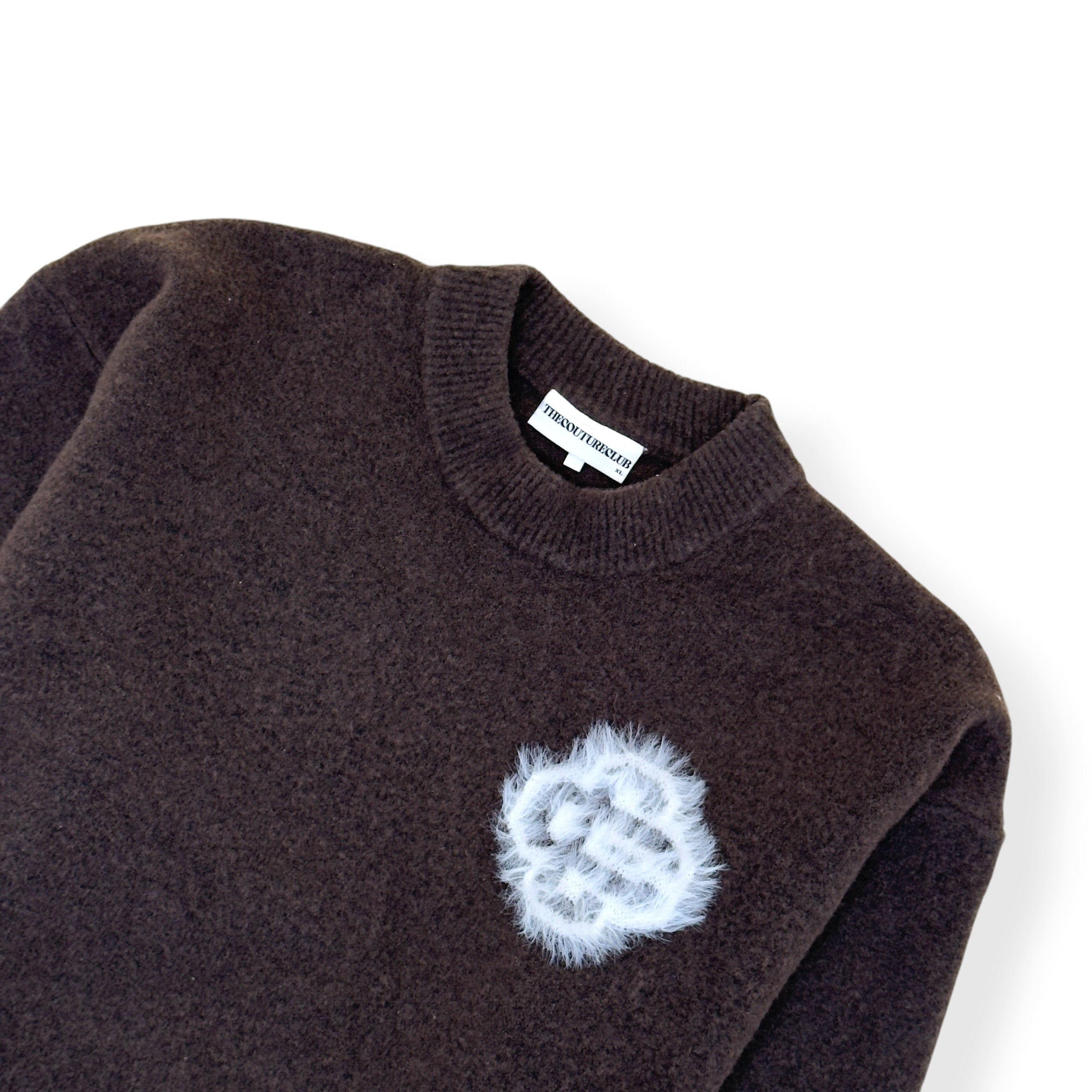 THE COUTURE CLUB FLUFFY LOGO JUMPER BROWN XL