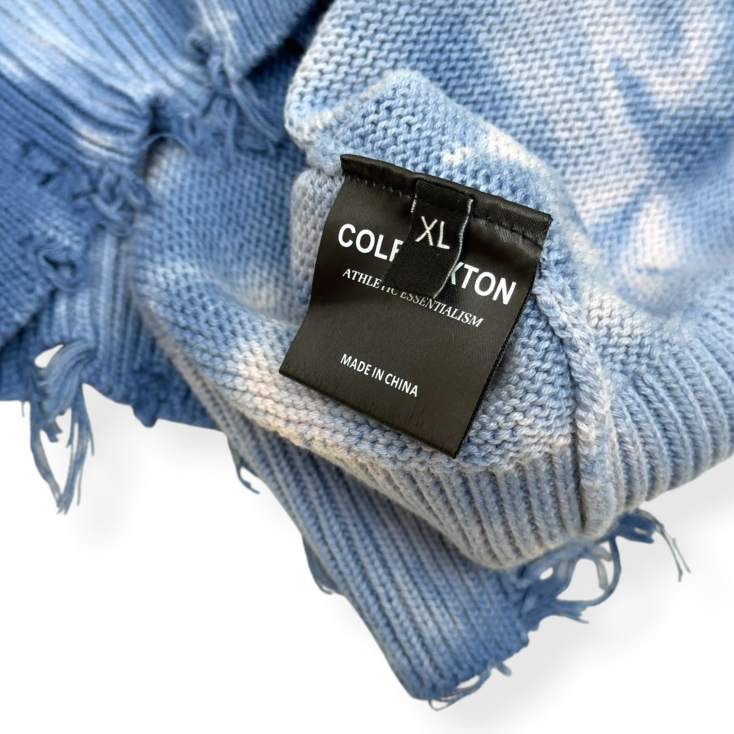 COLE BUXTON TIE DYE DISTRESSED JUMPER BLUE XL