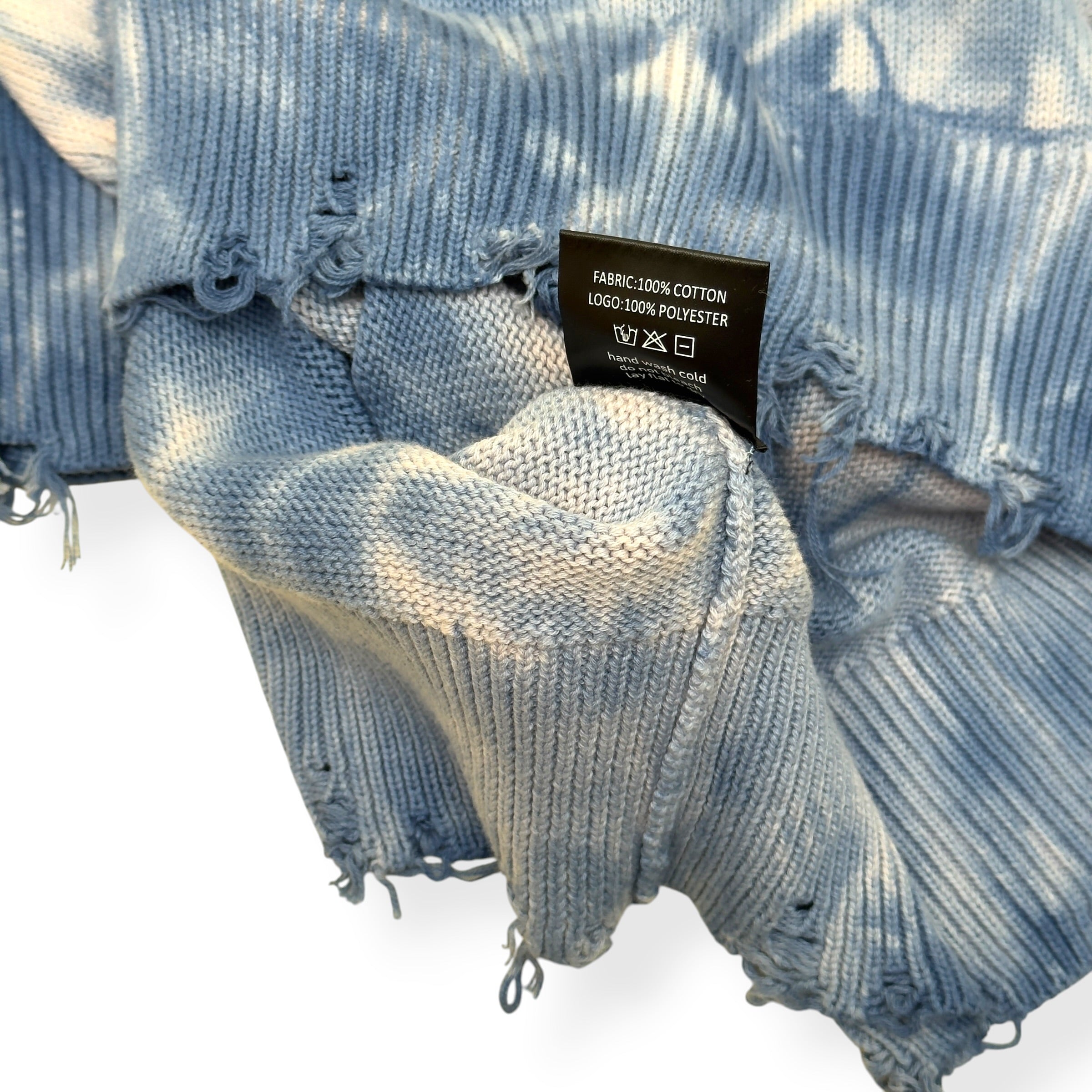 COLE BUXTON TIE DYE DISTRESSED JUMPER BLUE XL