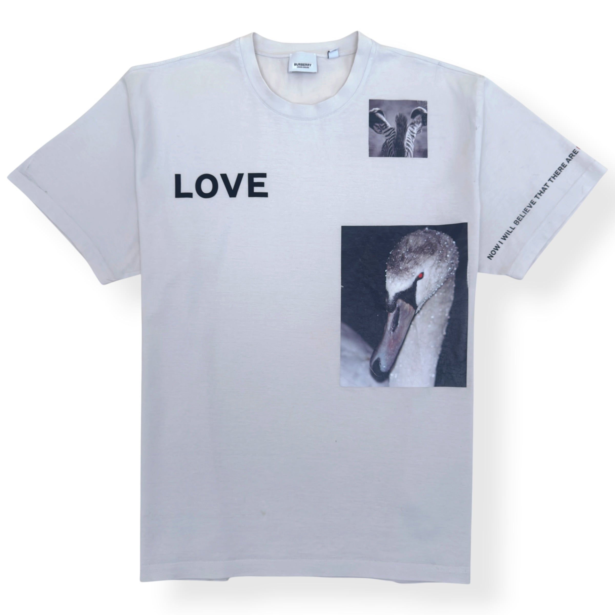 BURBERRY LOVE SWAN PRINT T-SHIRT STONE L