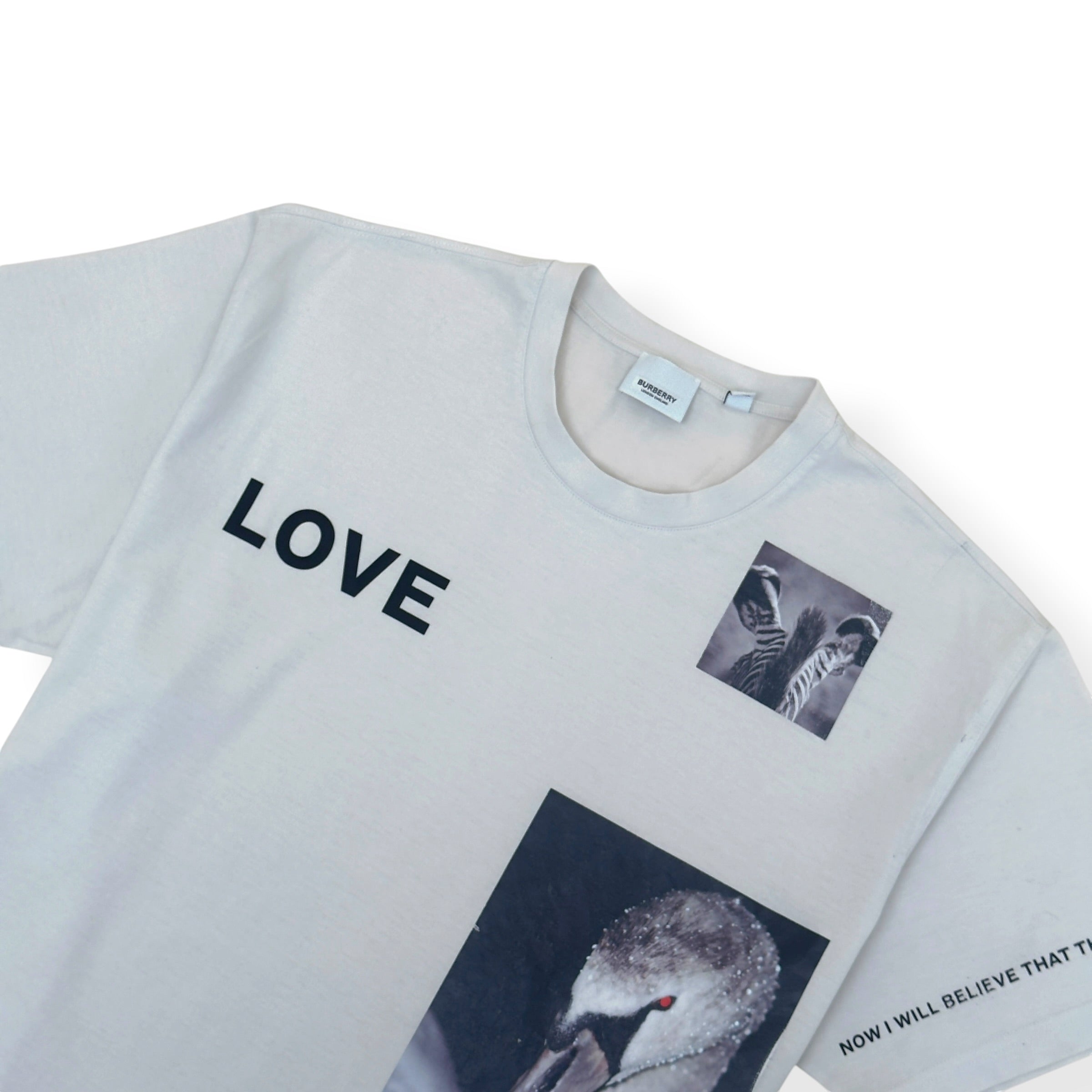 BURBERRY LOVE SWAN PRINT T-SHIRT STONE L