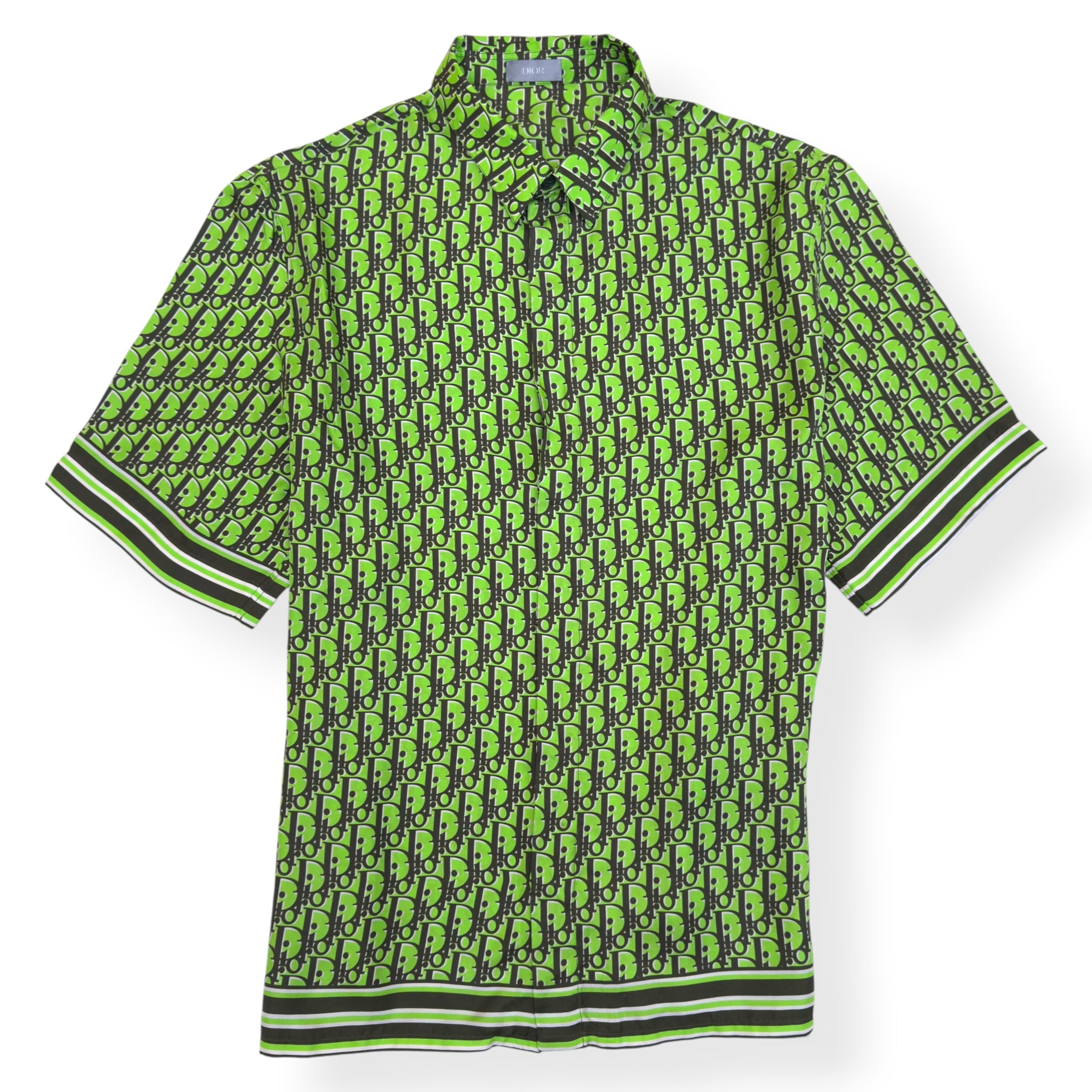 DIOR OBLIQUE SILK SHIRT GREEN 41 / L
