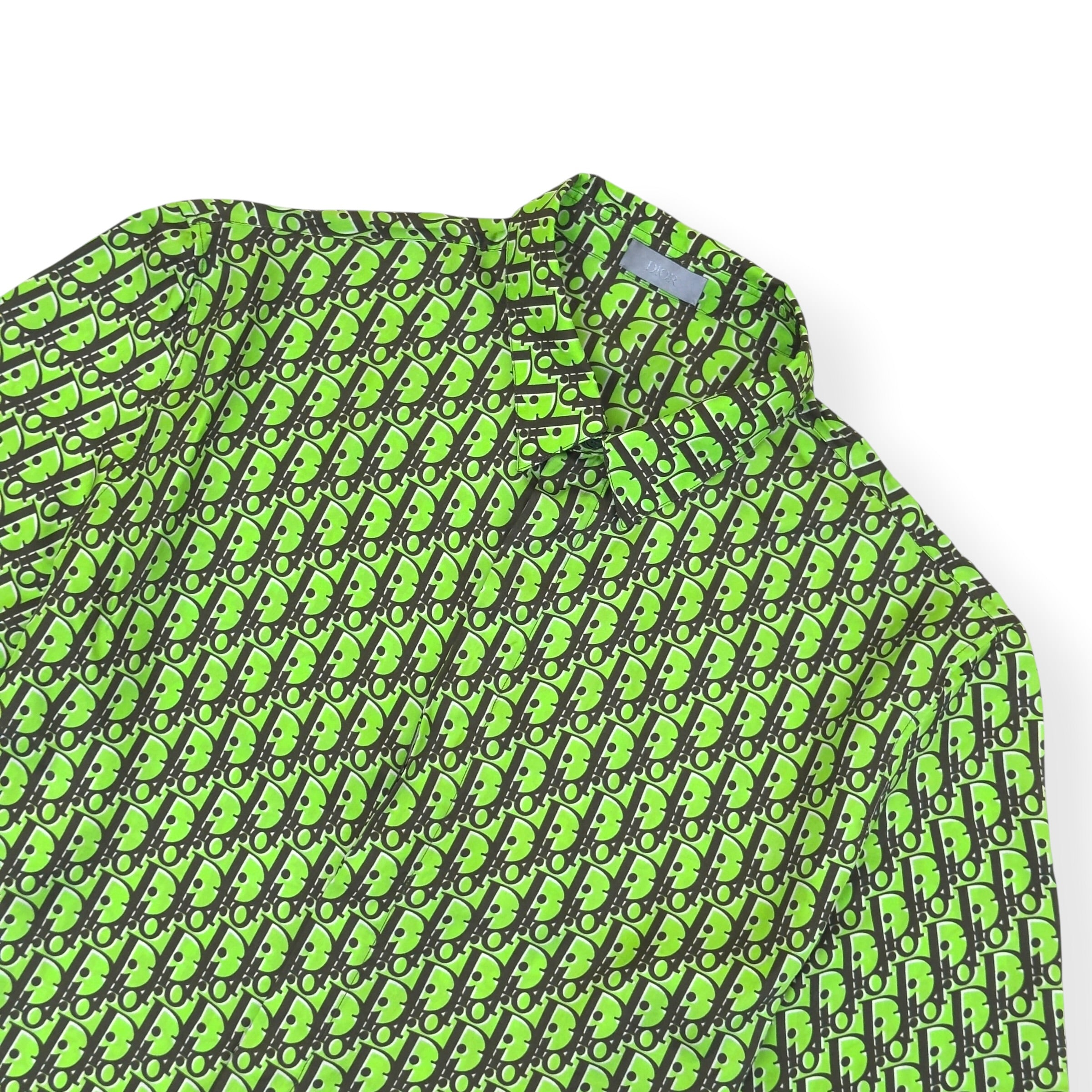 DIOR OBLIQUE SILK SHIRT GREEN 41 / L