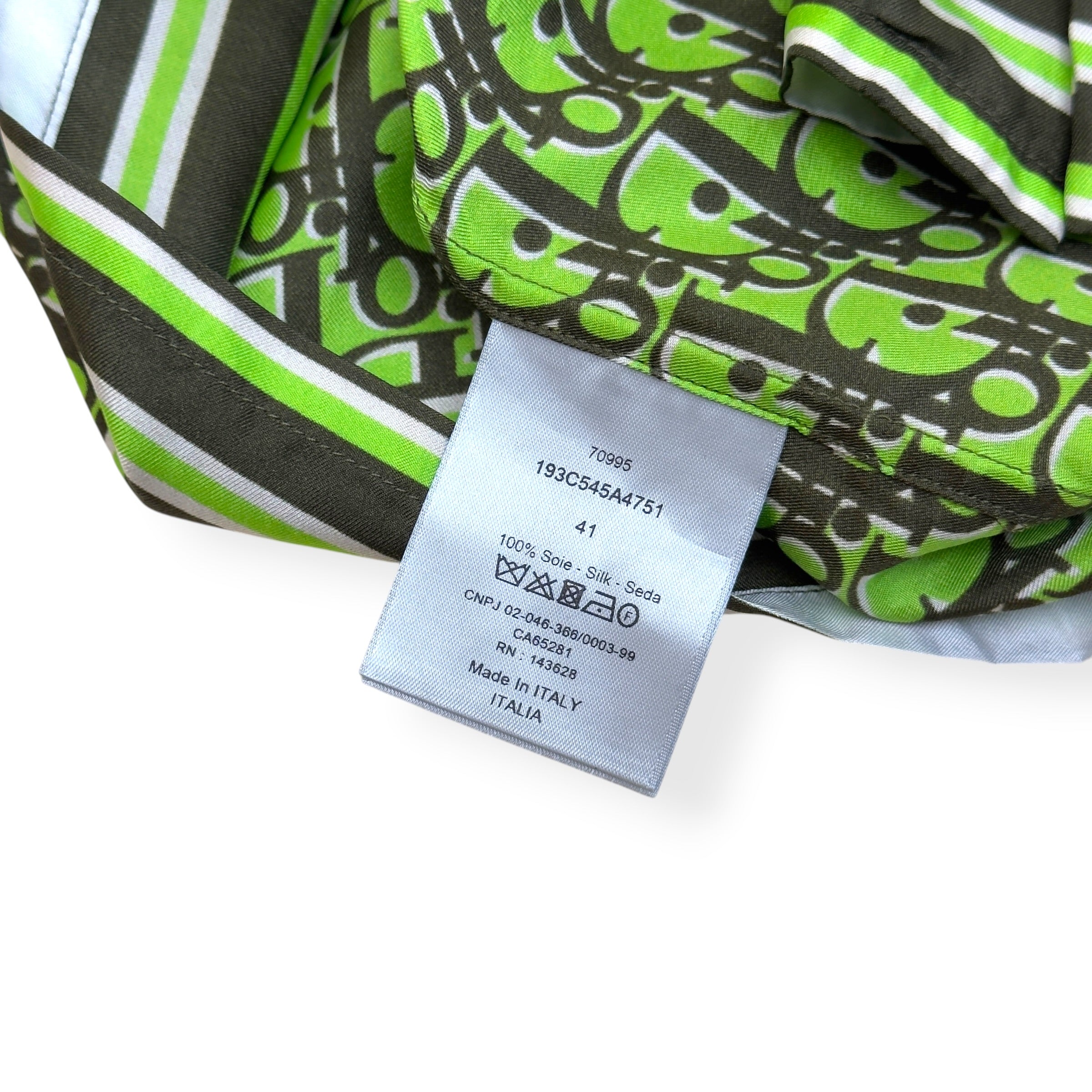 DIOR OBLIQUE SILK SHIRT GREEN 41 / L