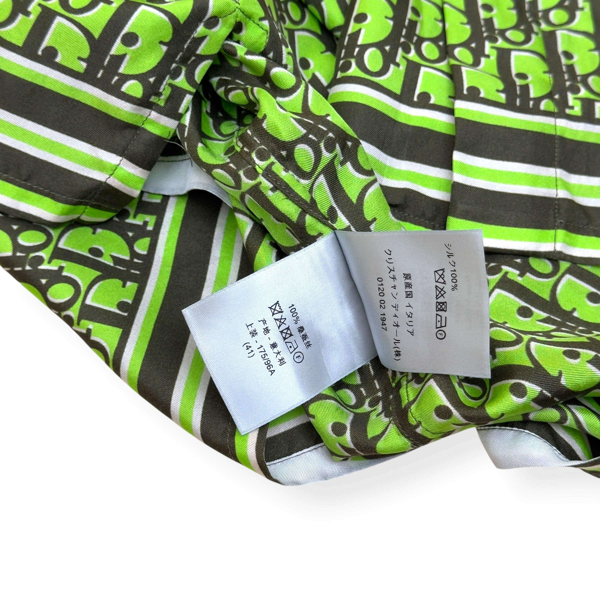 DIOR OBLIQUE SILK SHIRT GREEN 41 / L