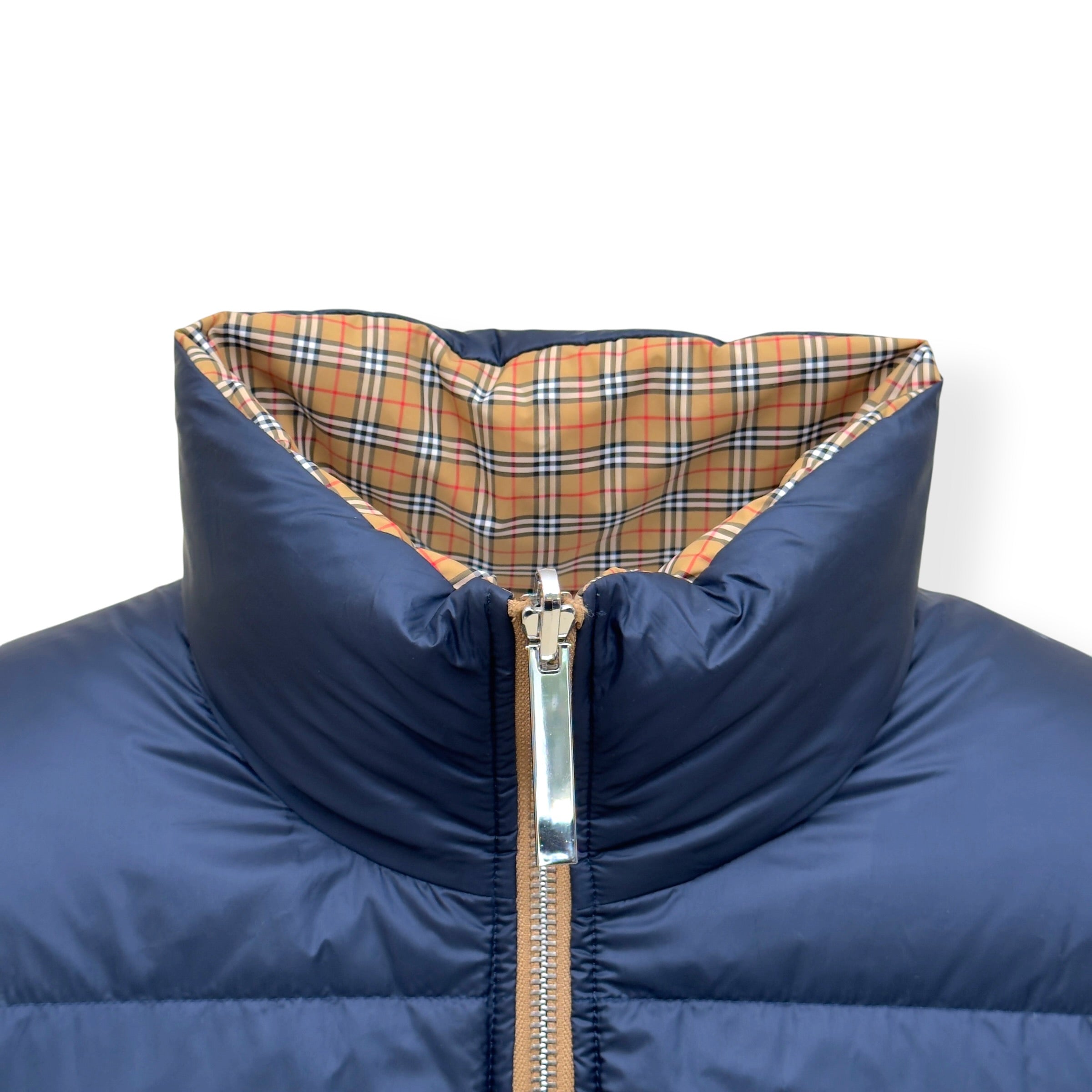 BURBERRY REVERSIBLE CHECK PUFFER JACKET BEIGE / NAVY XL