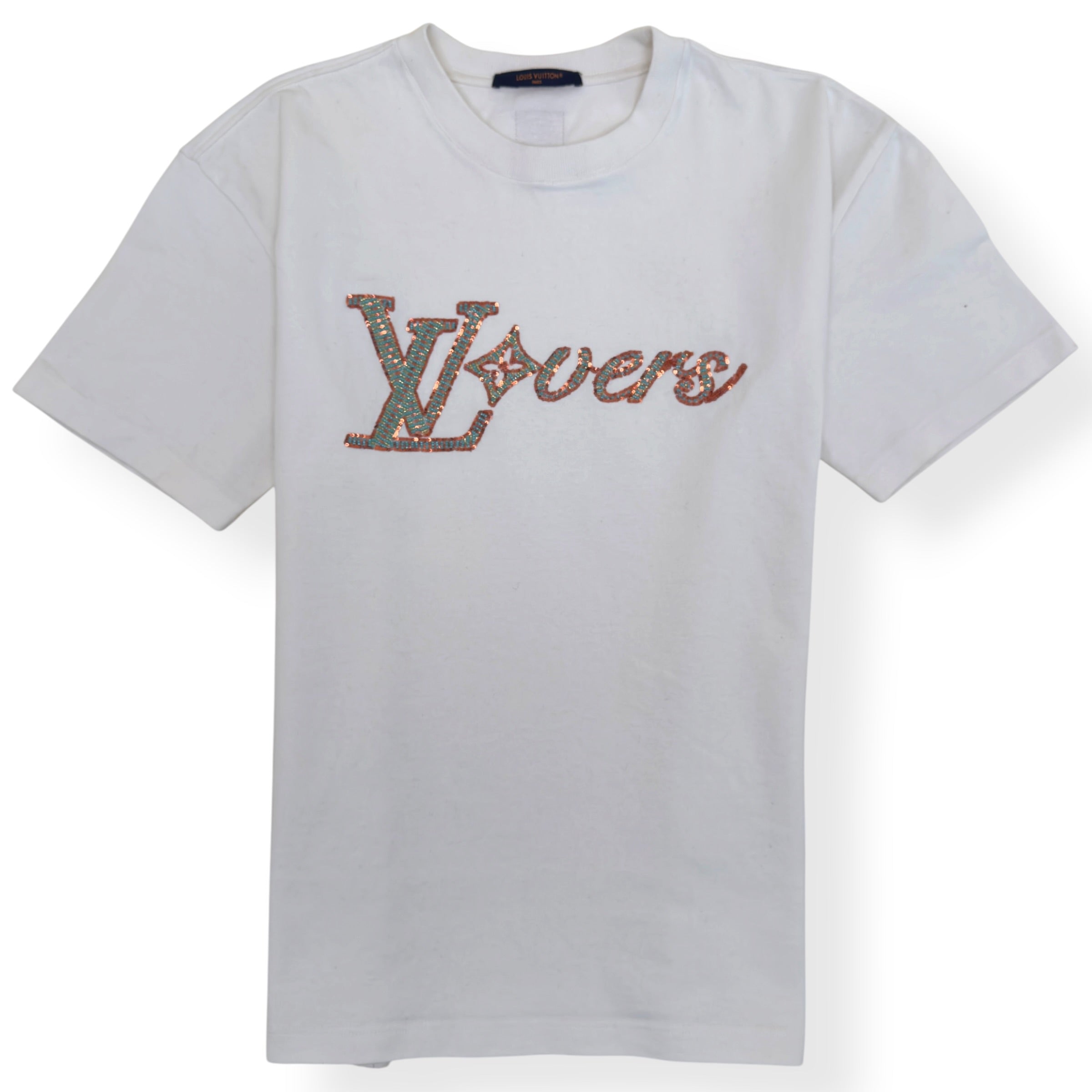 LOUIS VUITTON LOVERS EMBROIDERED T-SHIRT WHITE L