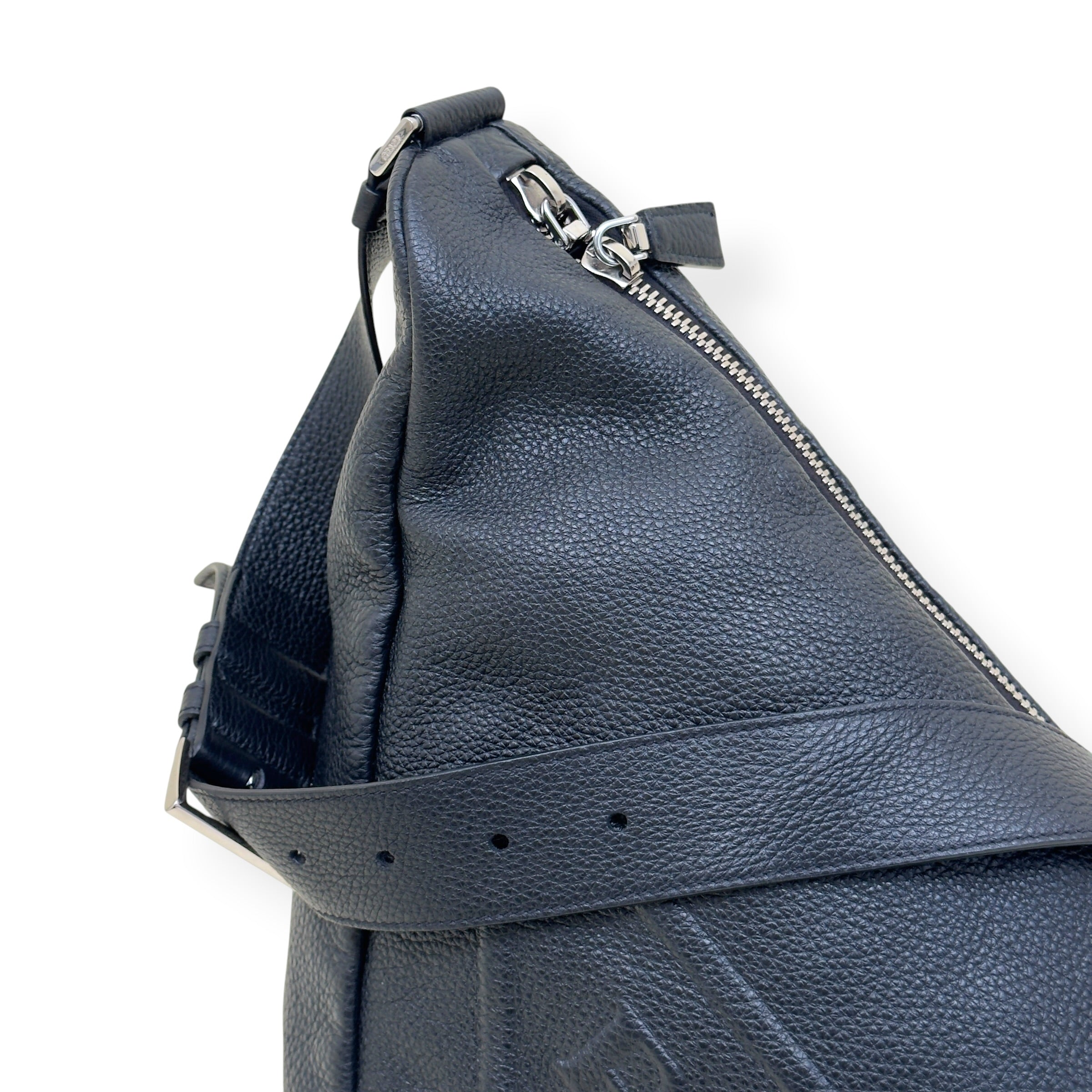 PRADA TRIANGLE LEATHER SHOULDER BAG BLACK
