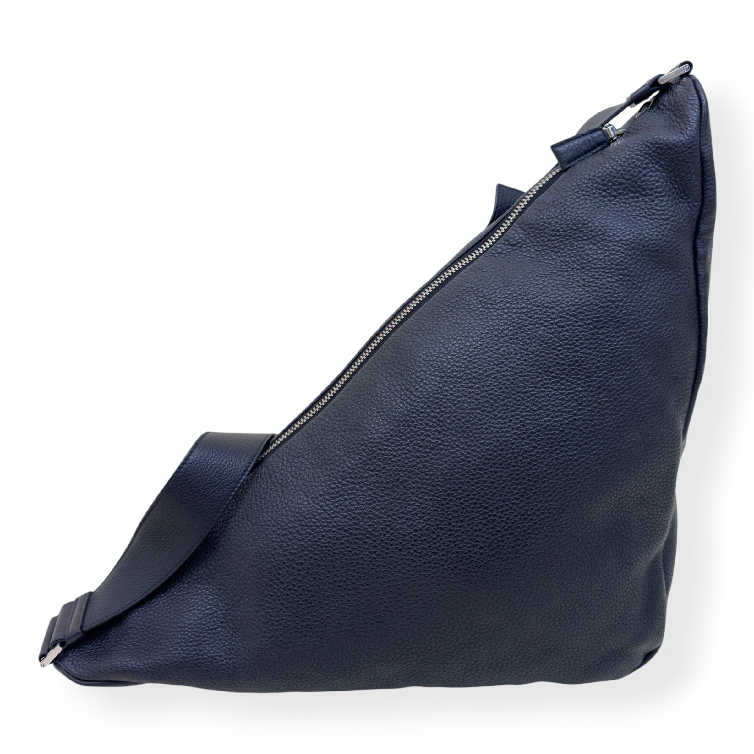 PRADA TRIANGLE LEATHER SHOULDER BAG BLACK