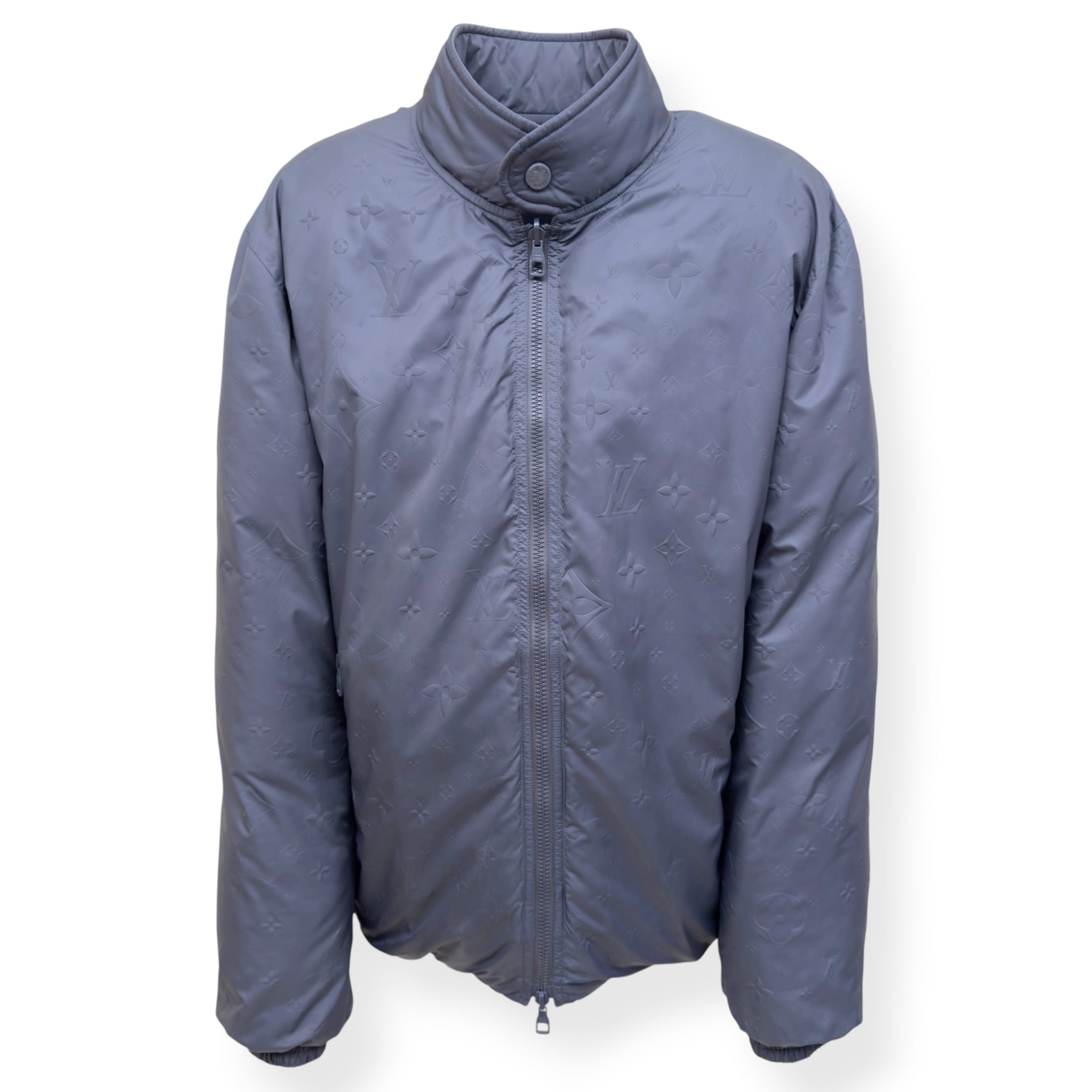 LOUIS VUITTON REVERSIBLE MONOGRAM DOWN BLOUSON LIGHT GREY SIZE 54 / XL