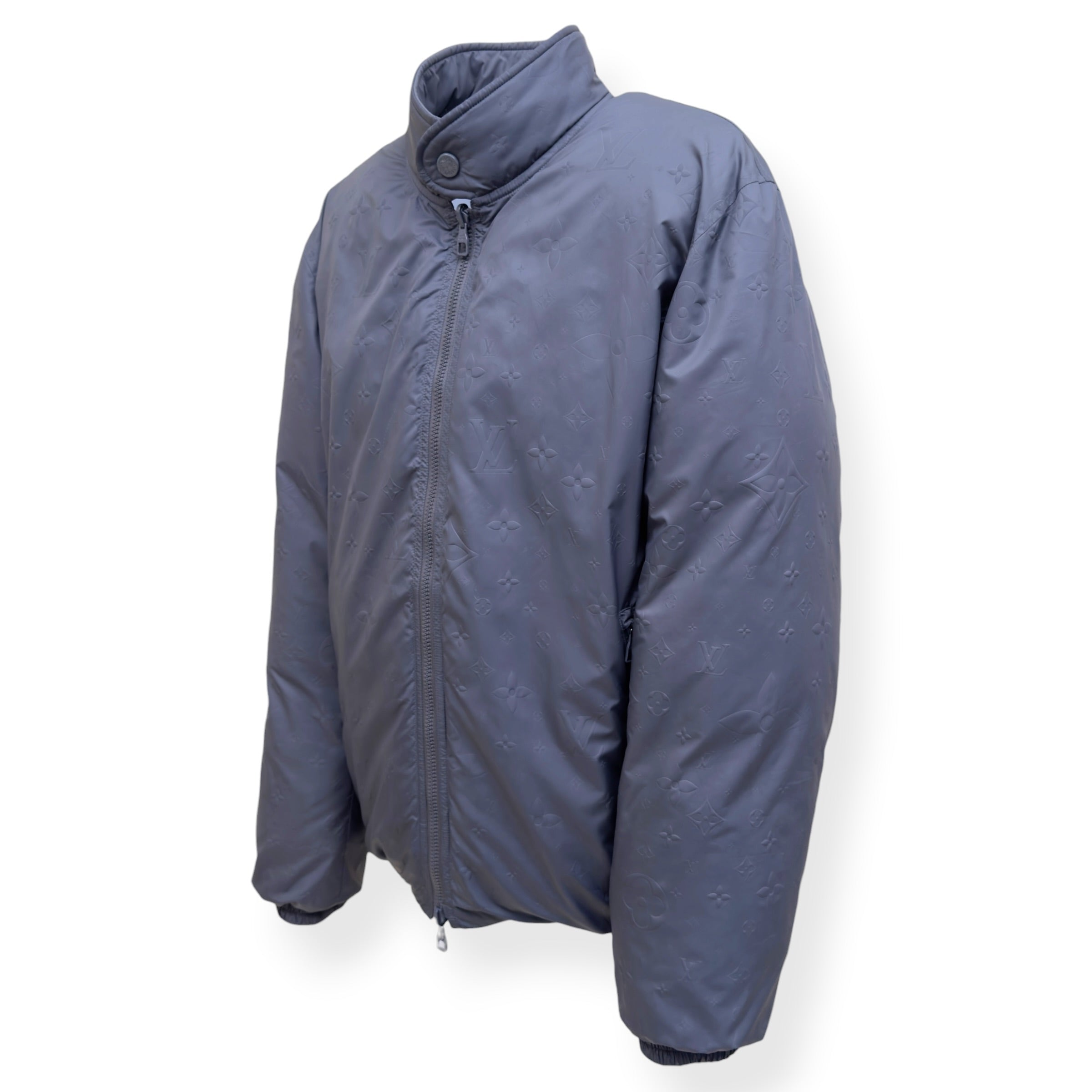 LOUIS VUITTON REVERSIBLE MONOGRAM DOWN BLOUSON LIGHT GREY SIZE 54 / XL
