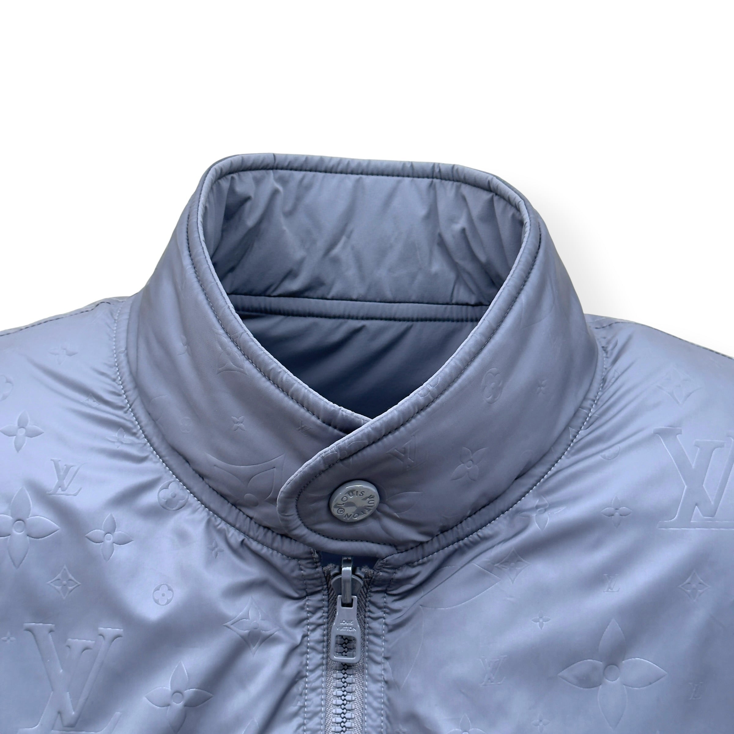 LOUIS VUITTON REVERSIBLE MONOGRAM DOWN BLOUSON LIGHT GREY SIZE 54 / XL