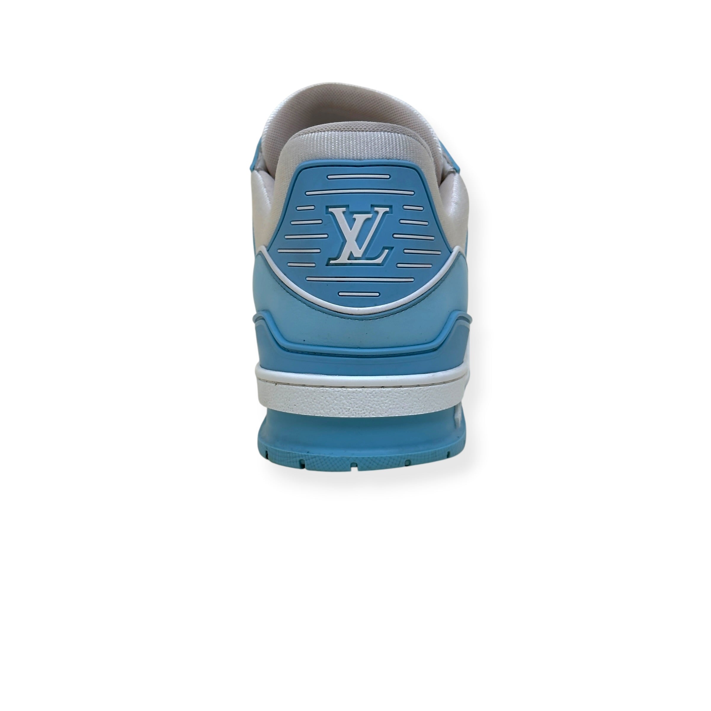 LOUIS VUITTON LEATHER LV TRAINER LIGHT BLUE / WHITE UK11