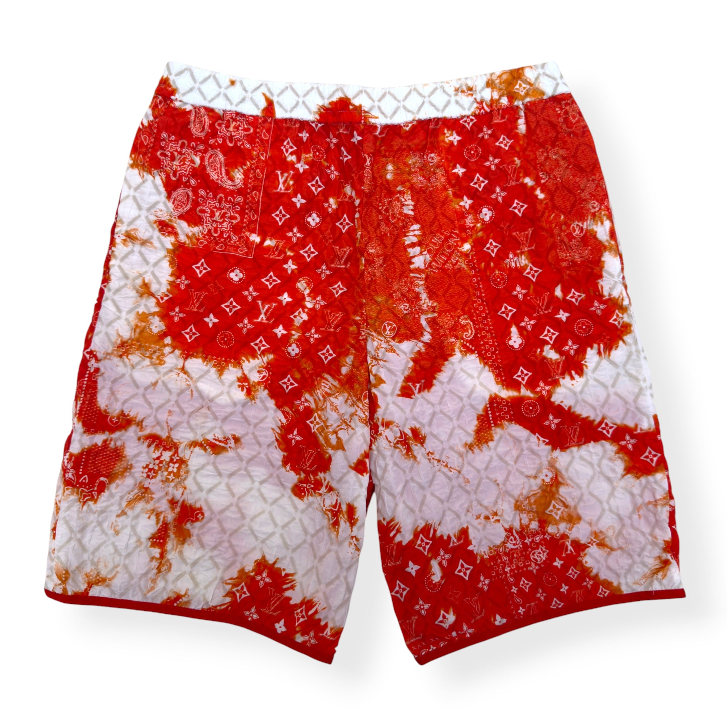 LOUIS VUITTON BANDANA MONOGRAM PRINT SHORTS RED / WHITE M