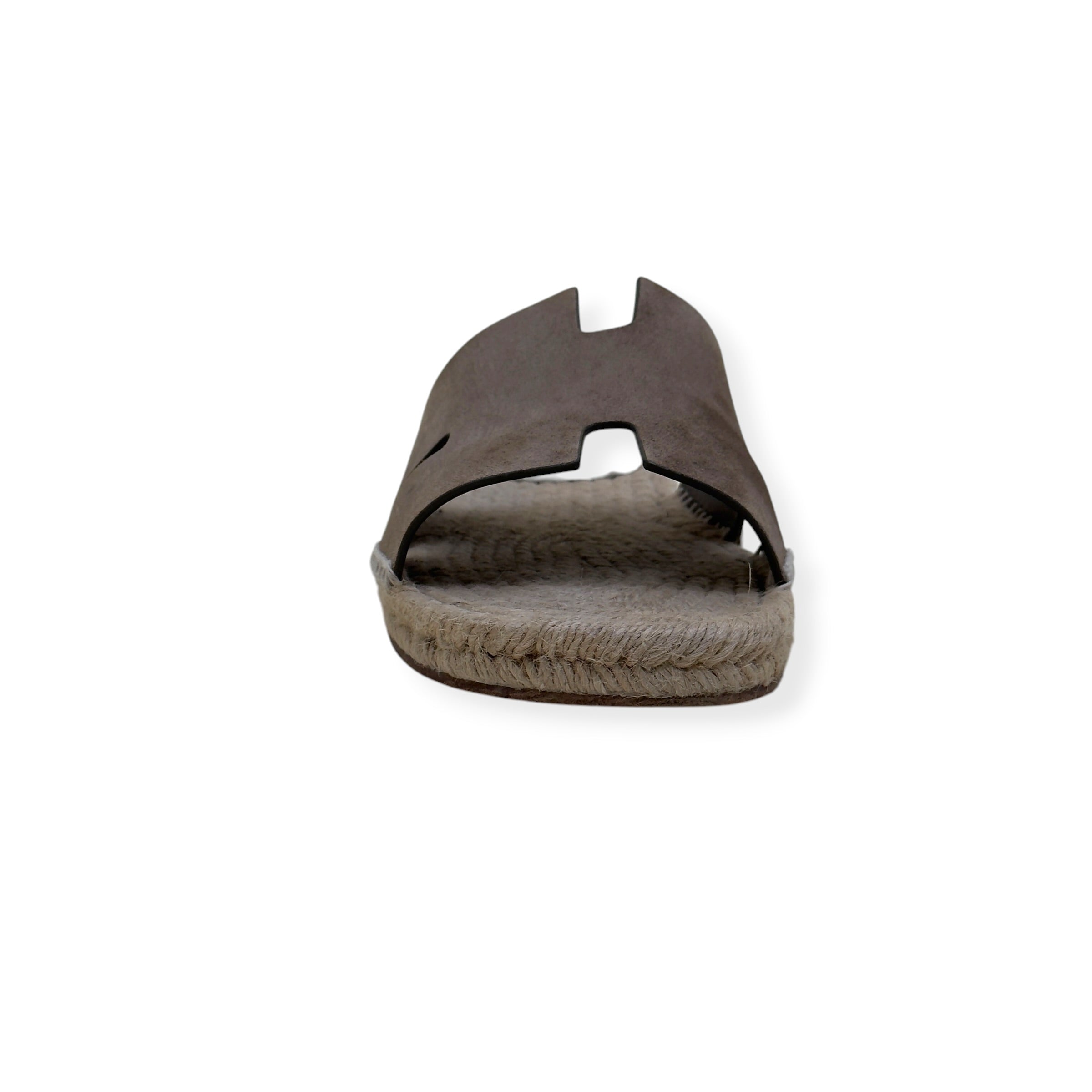 HERMÈS ANTIGUA SUEDE ESPADRILLE SANDAL ÈTOUPE 46 / UK12