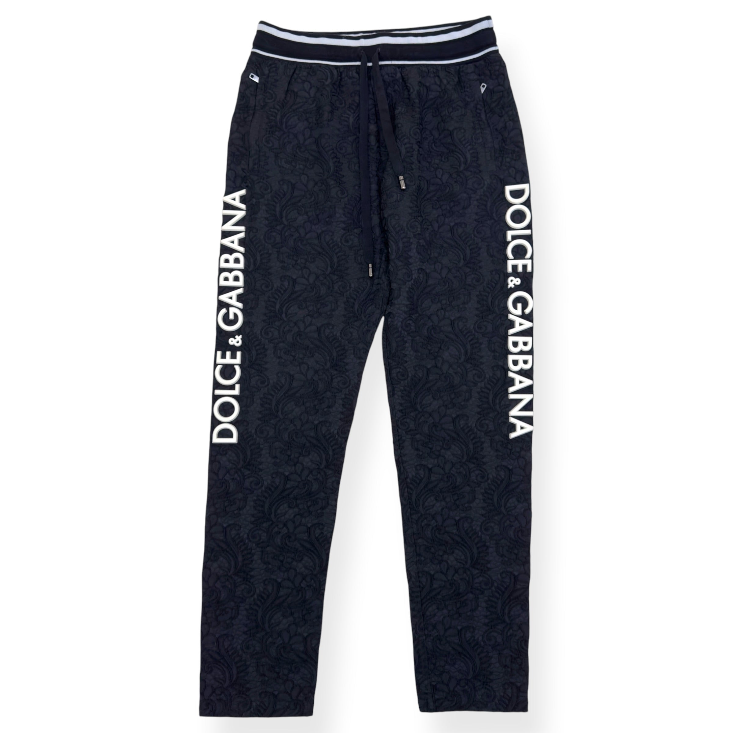 DOLCE GABBANA LOGO TRACK PANTS BLACK 52 / L