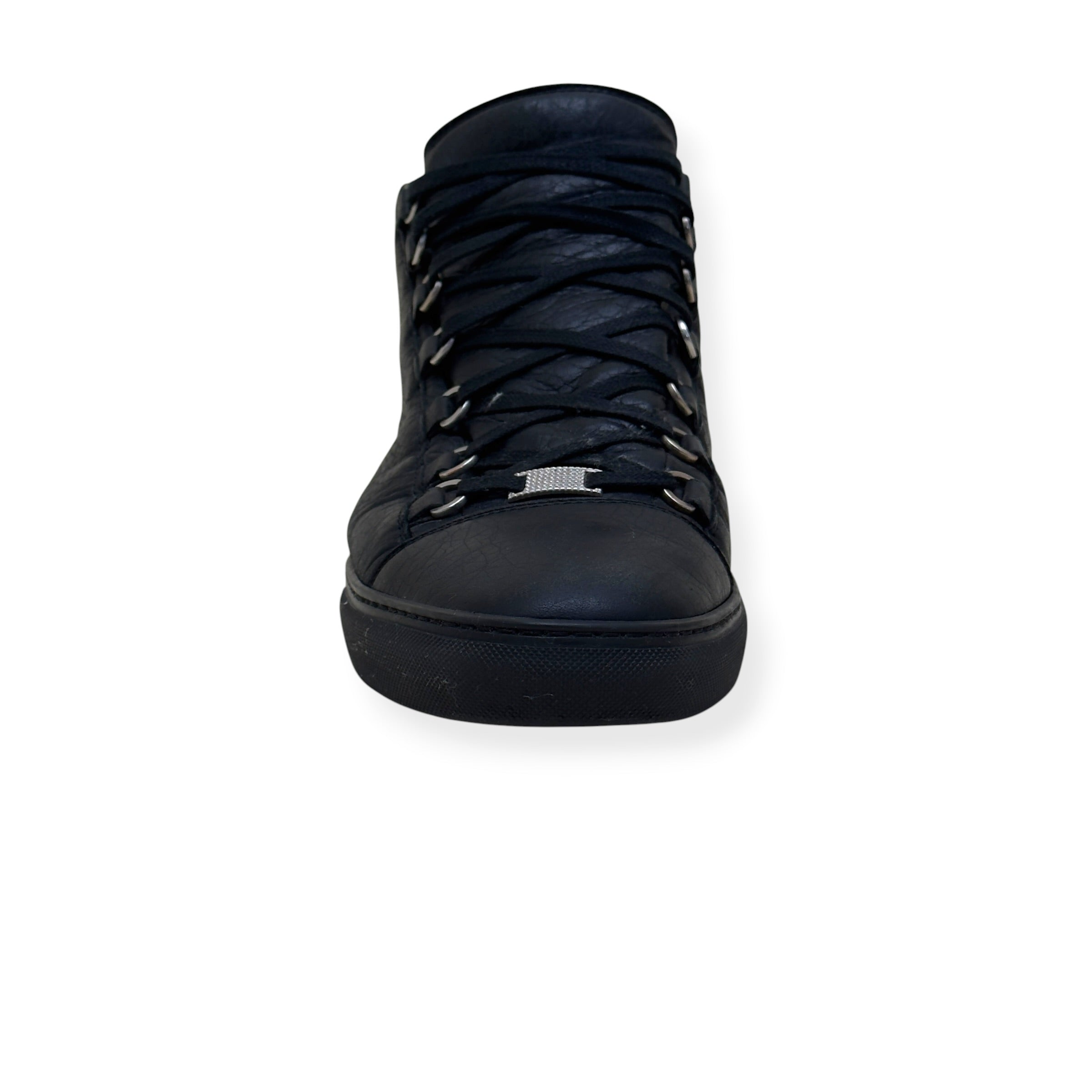 BALENCIAGA ARENA LEATHER HIGH-TOP SNEAKER BLACK 45 / UK11