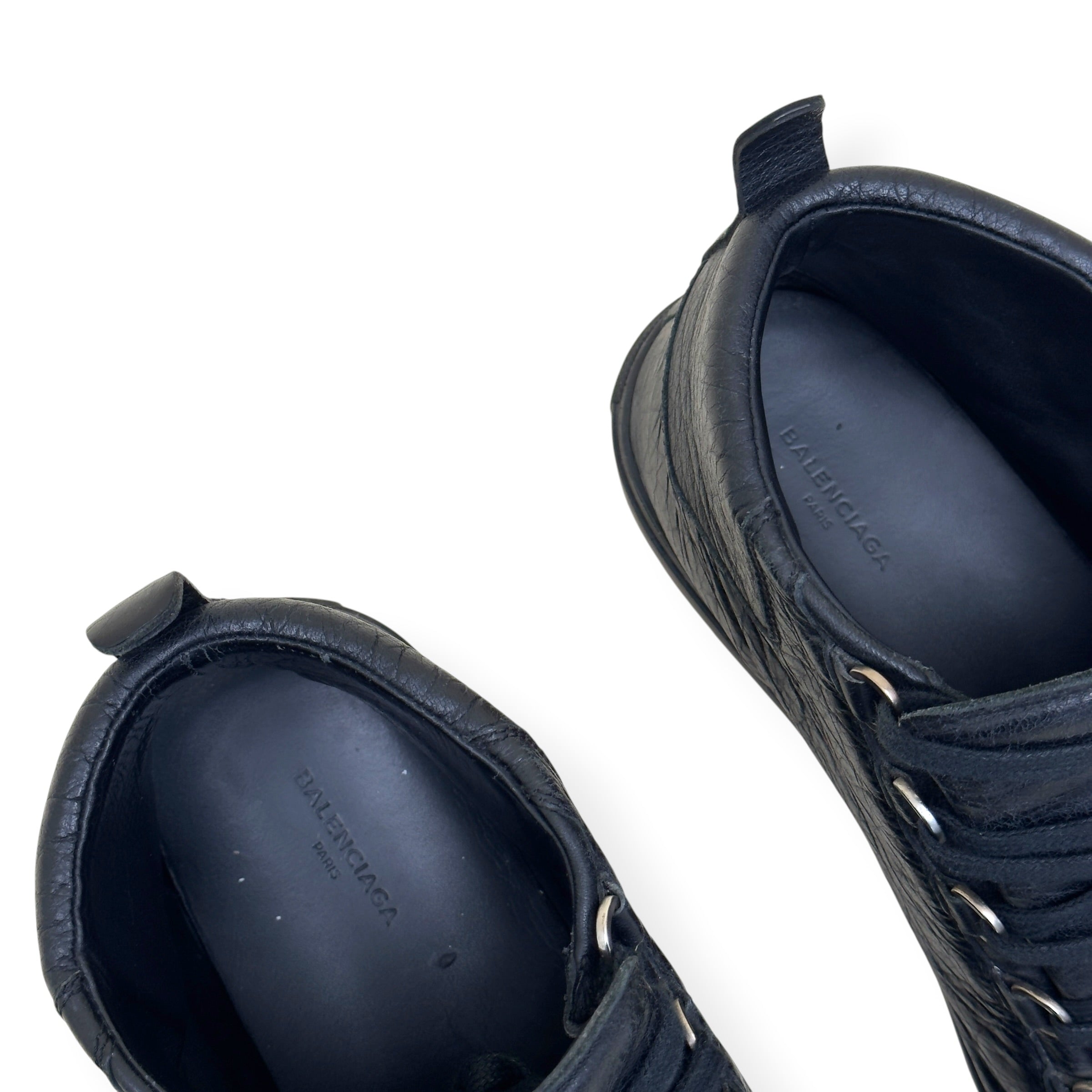 BALENCIAGA ARENA LEATHER HIGH-TOP SNEAKER BLACK 45 / UK11
