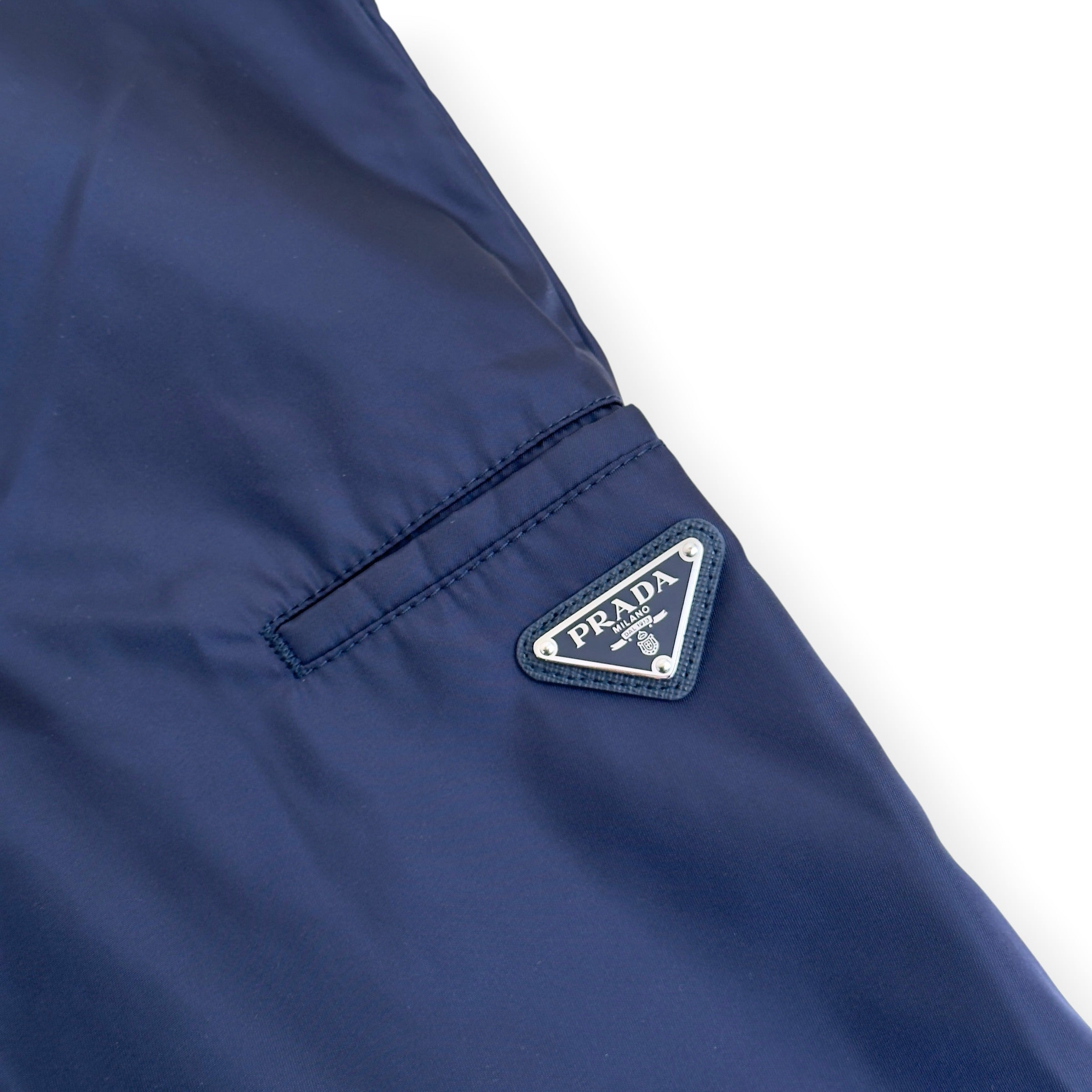 PRADA RE-NYLON LOGO TROUSERS NAVY 54 / XL