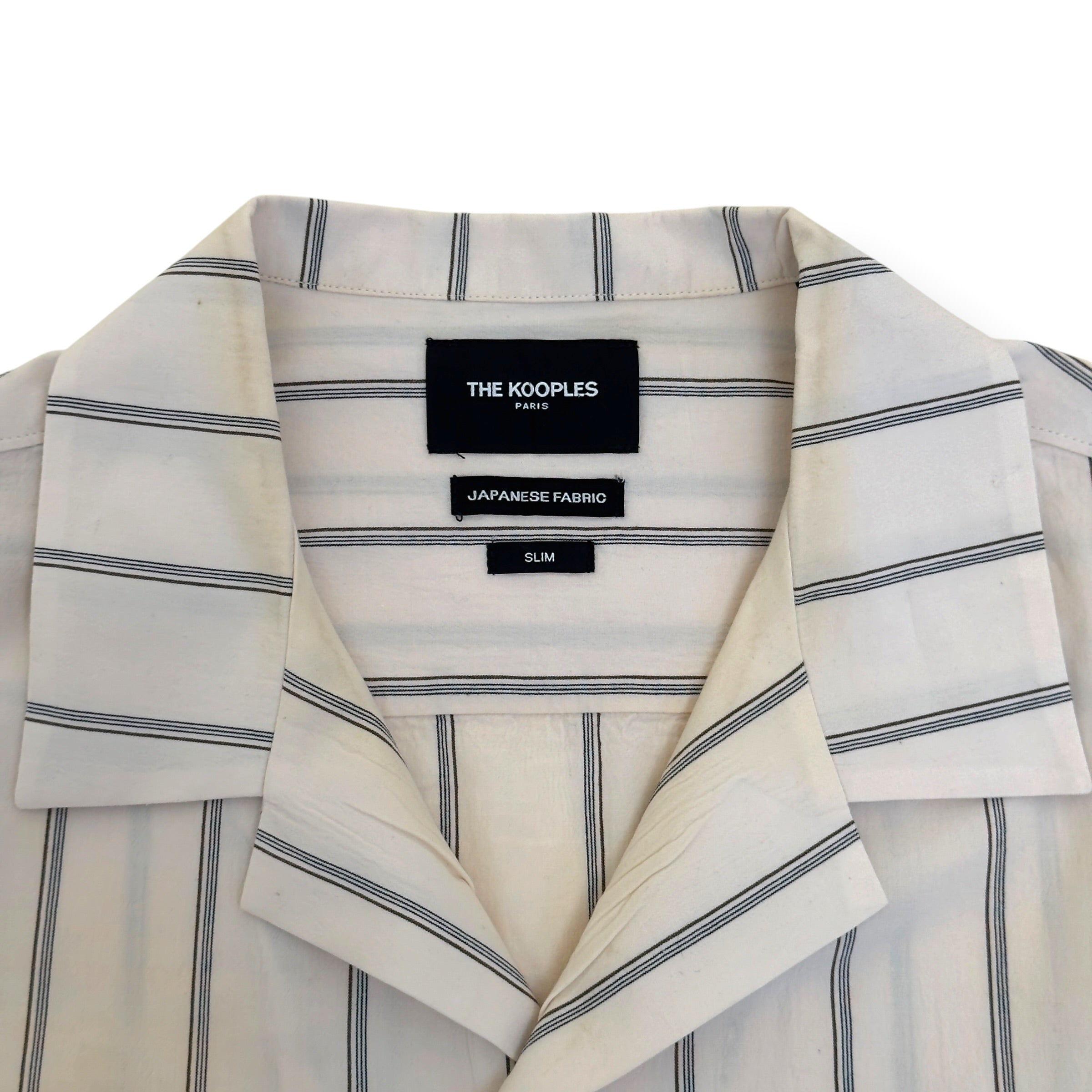 THE KOOPLES JAPANESE FABRIC STRIPED SHIRT CREAM L