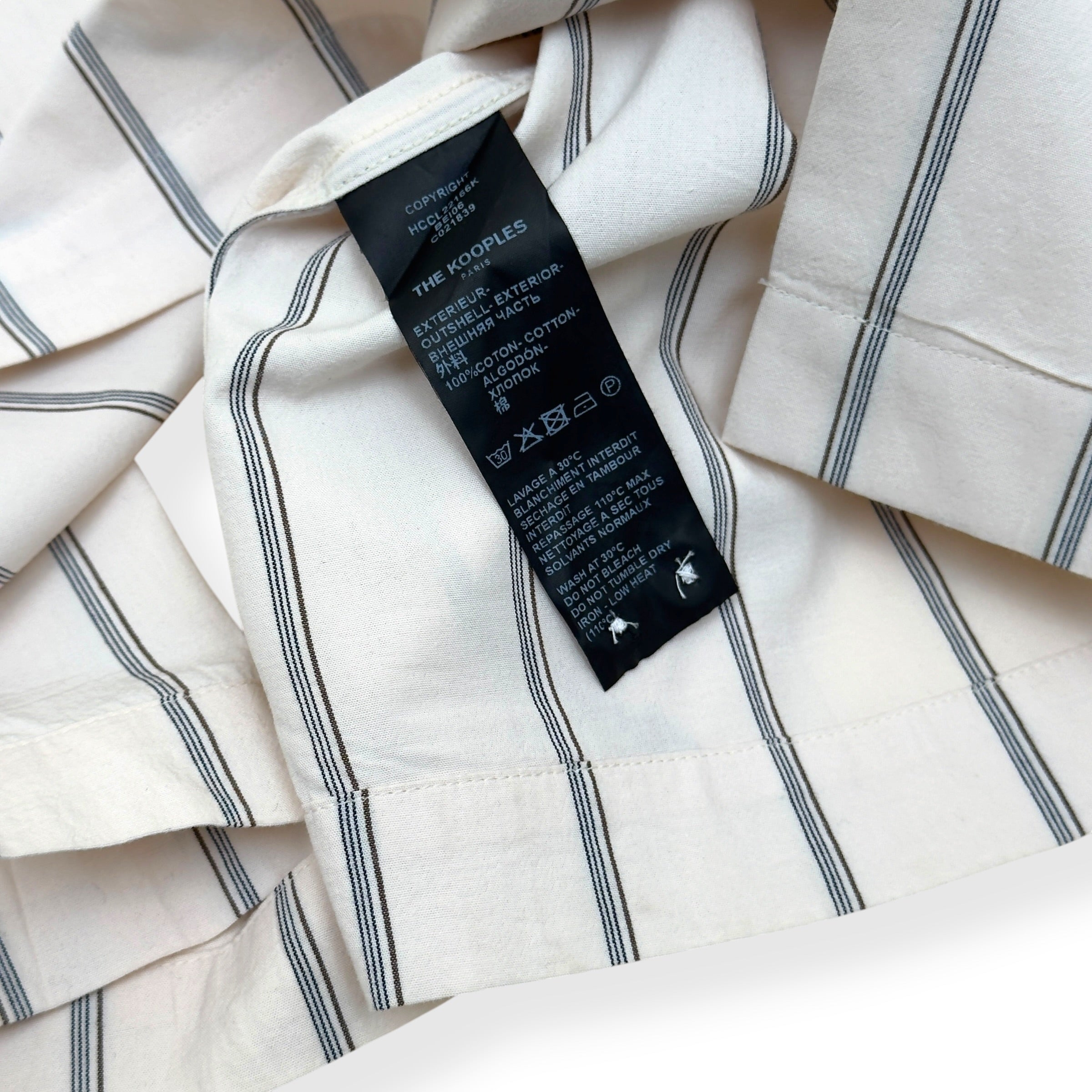 THE KOOPLES JAPANESE FABRIC STRIPED SHIRT CREAM L