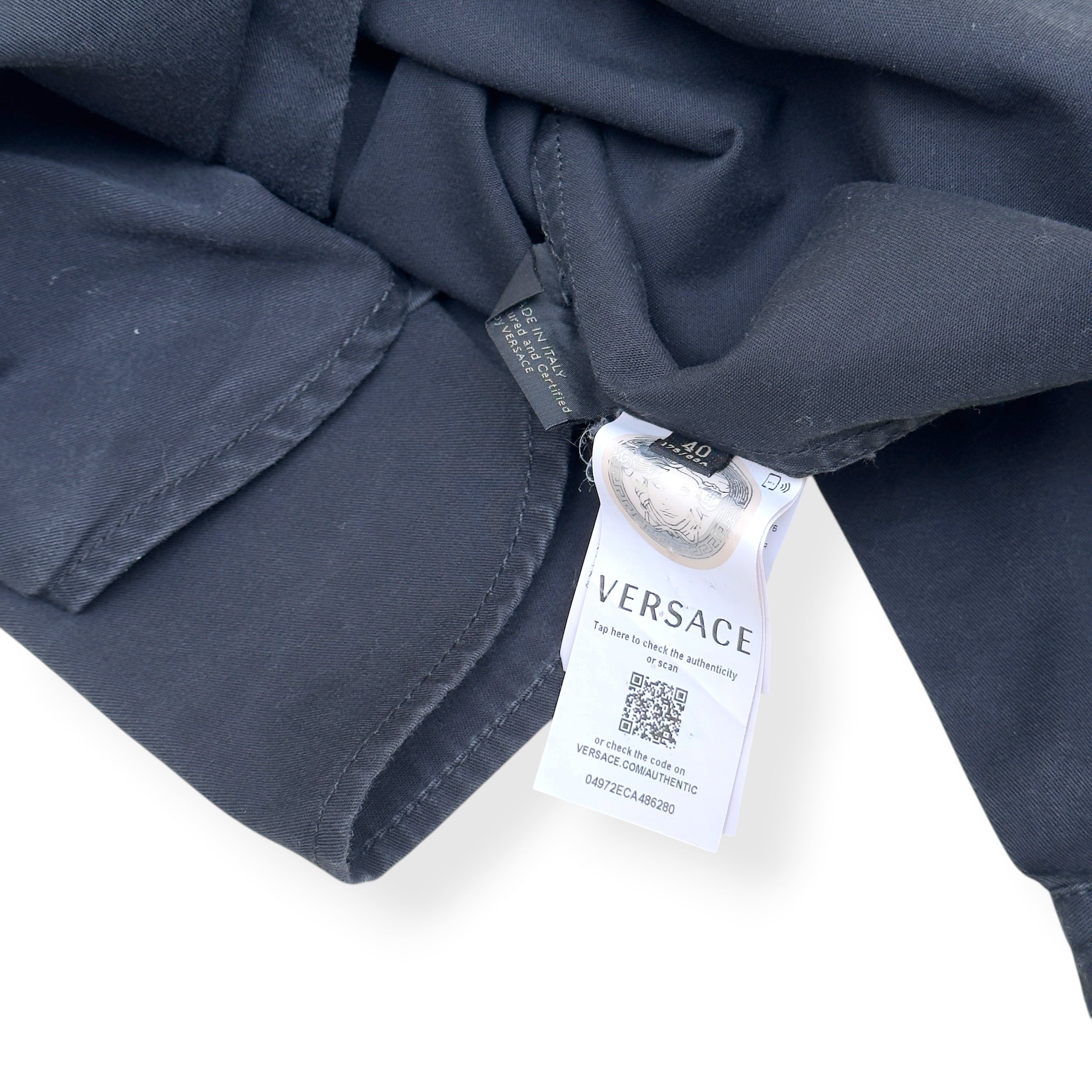 VERSACE MEDUSA BUTTON DENIM SHIRT BLACK 40 / M