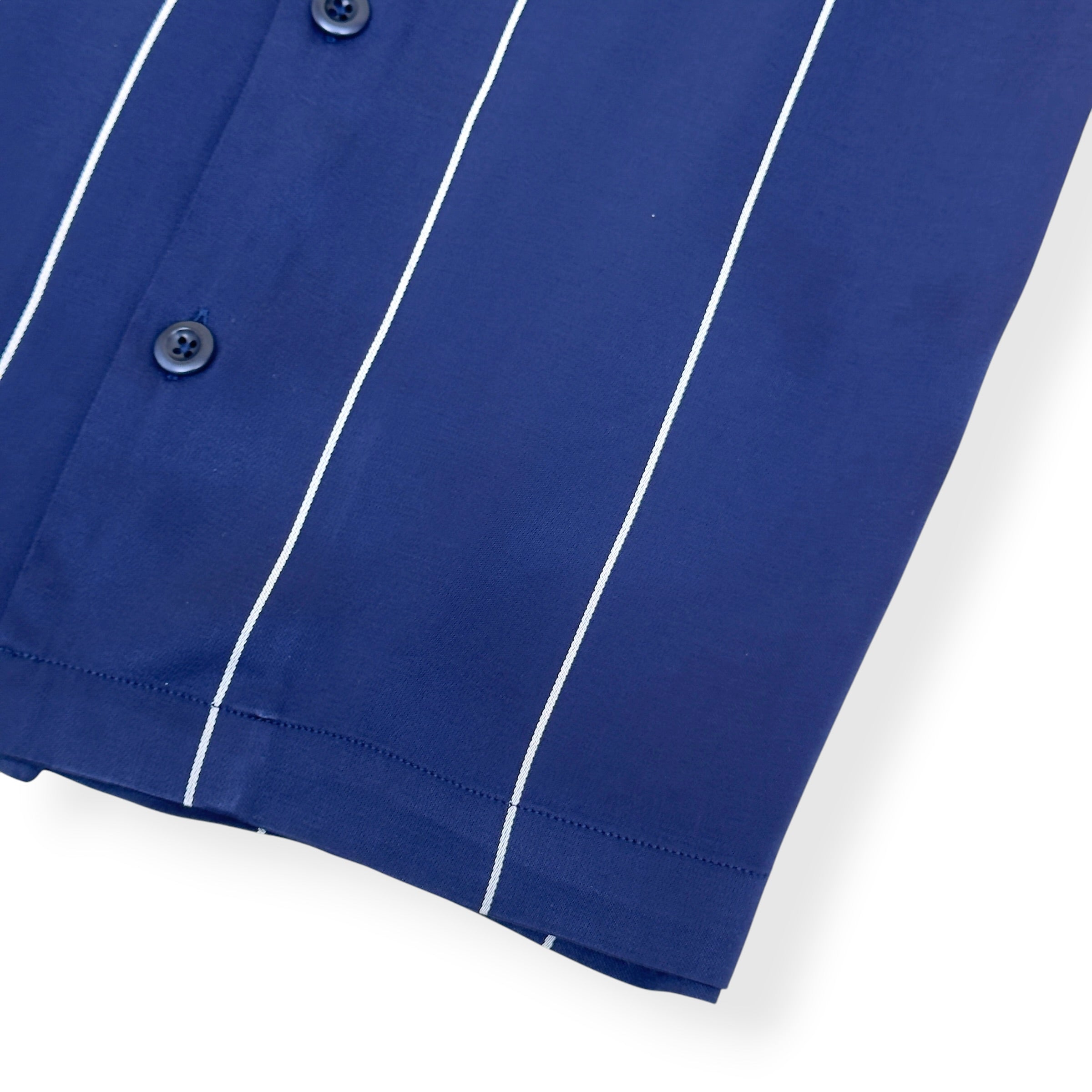 SANDRO PARIS STRIPED SHORT SLEEVE SHIRT NAVY L