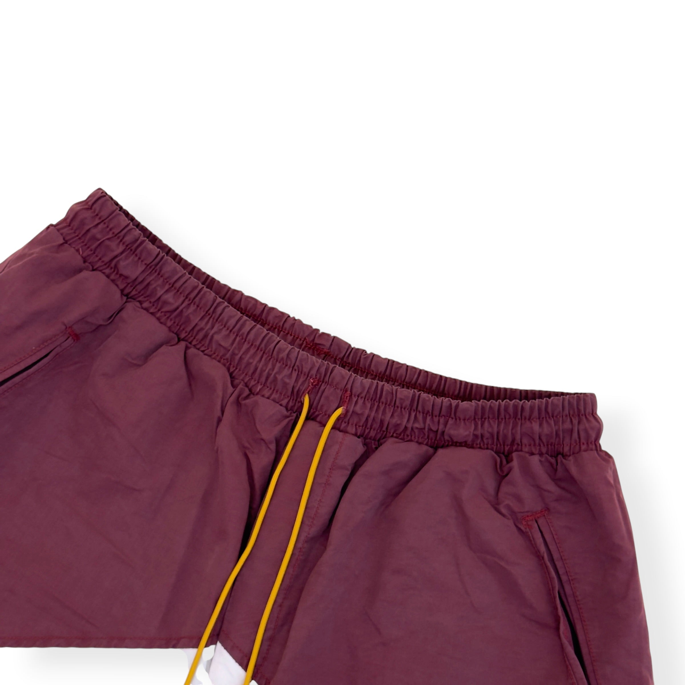 RHUDE PANEL LOGO SHORTS MAROON XL