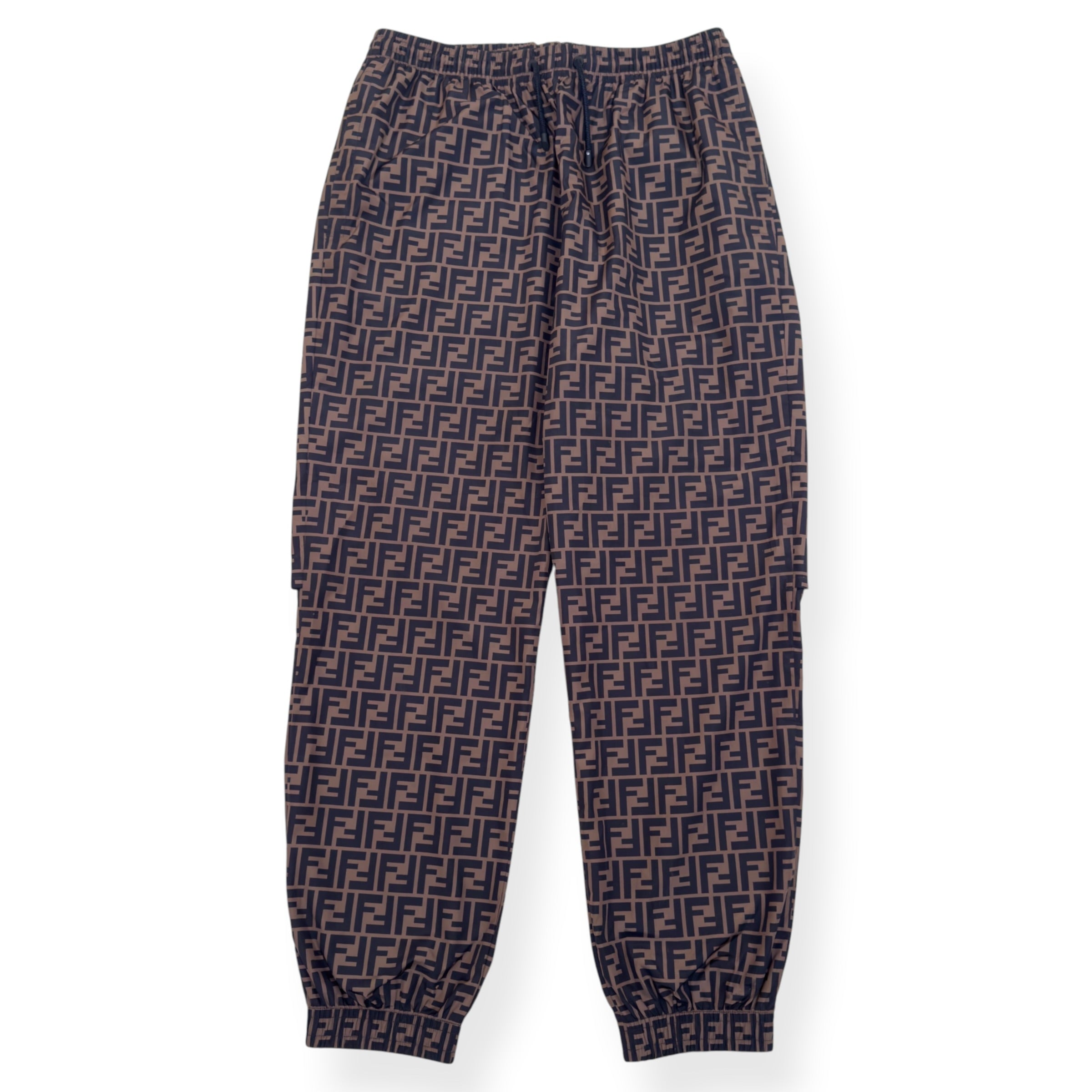 FENDI FF LOGO TRACK PANTS BROWN 50 / M
