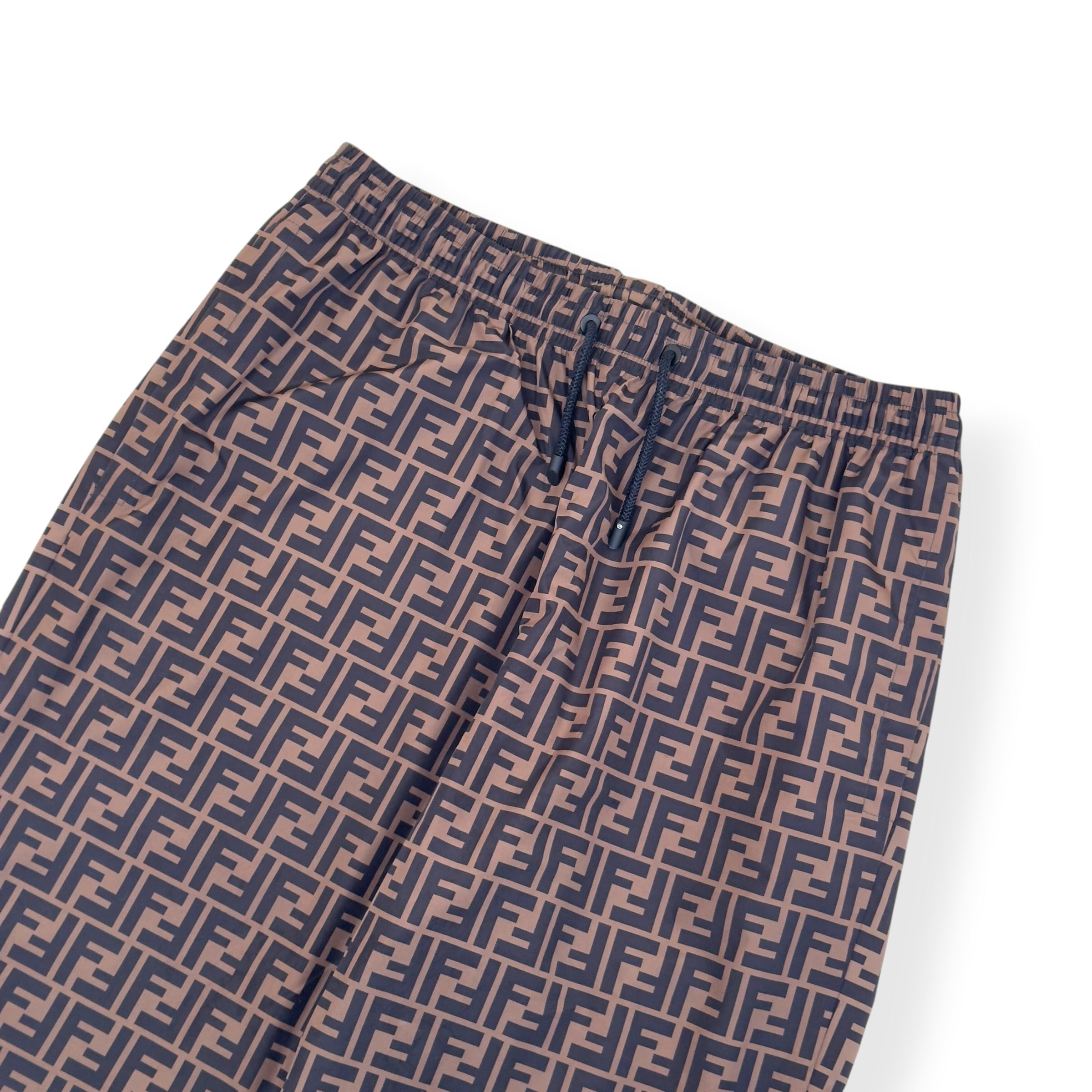 FENDI FF LOGO TRACK PANTS BROWN 50 / M