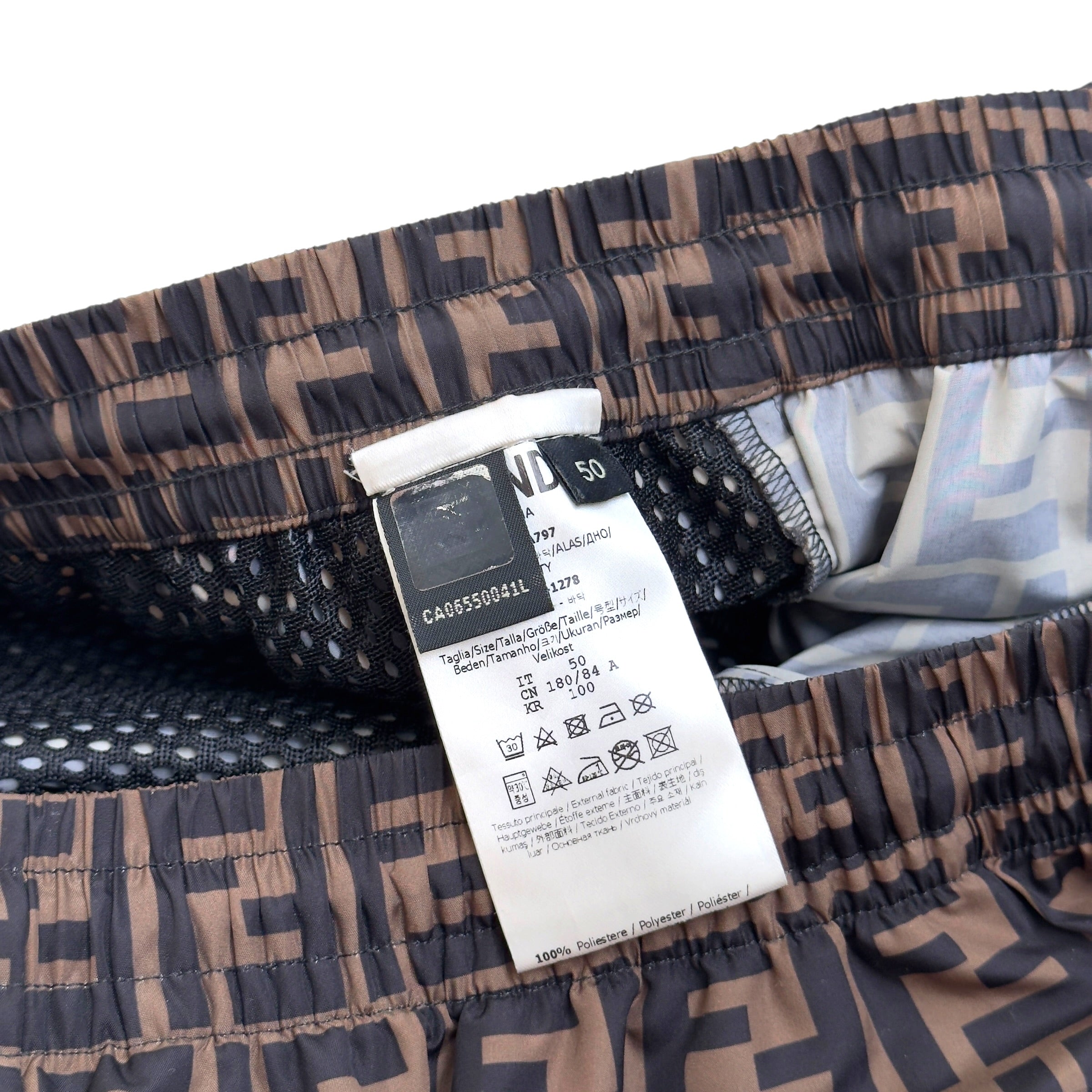FENDI FF LOGO TRACK PANTS BROWN 50 / M