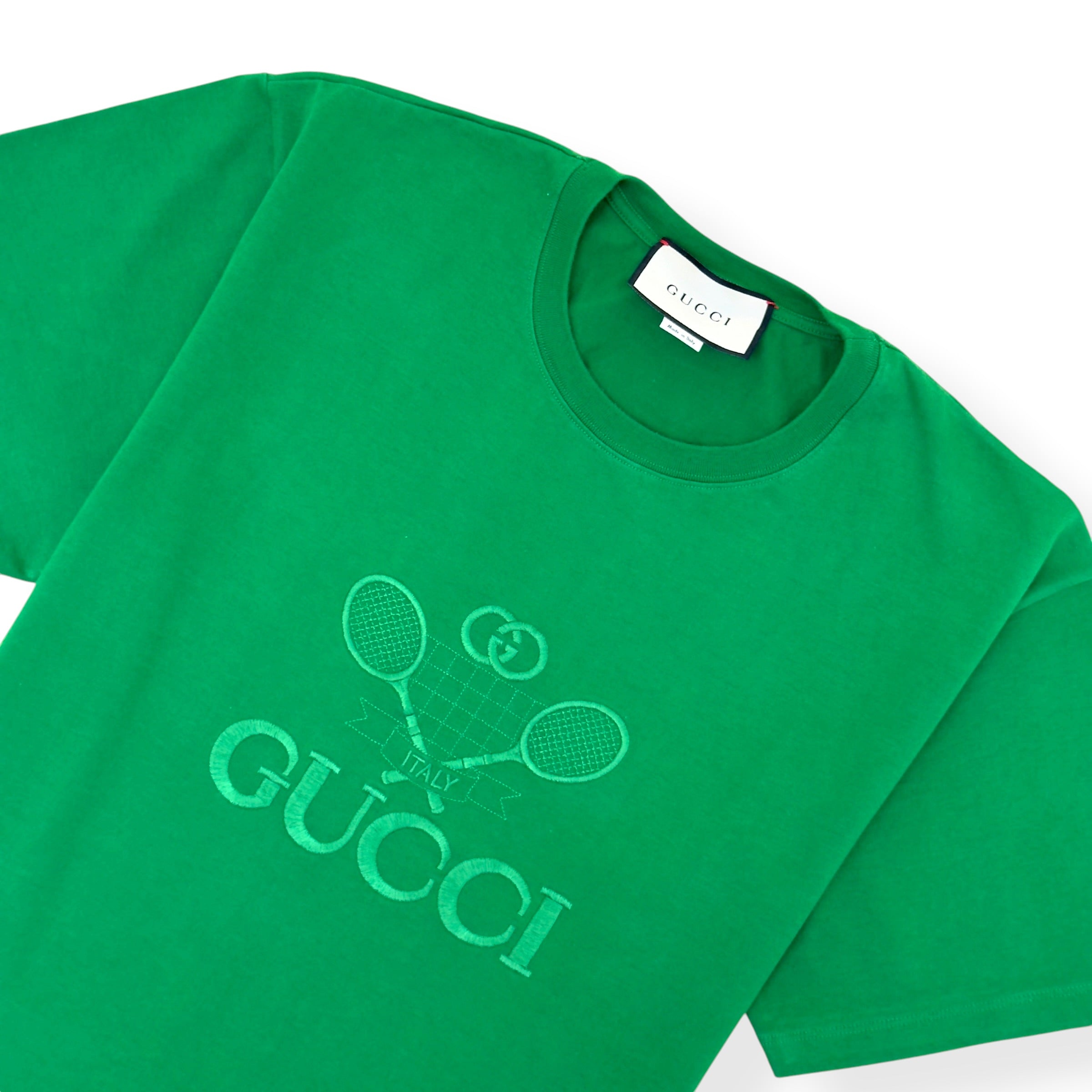 GUCCI TENNIS LOGO T-SHIRT GREEN L